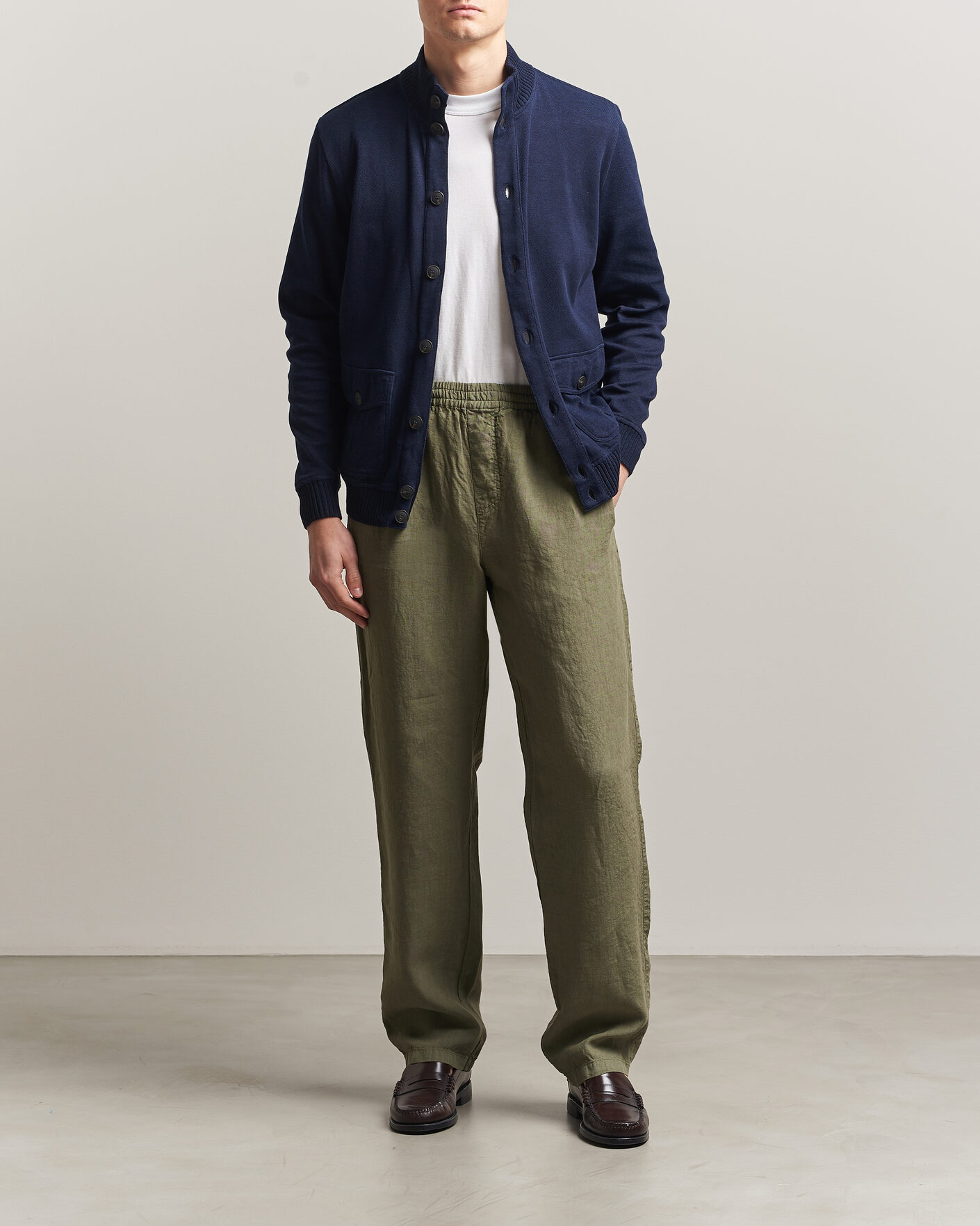 Herre | Bukser | Aspesi | Ventura Linen Pants Military