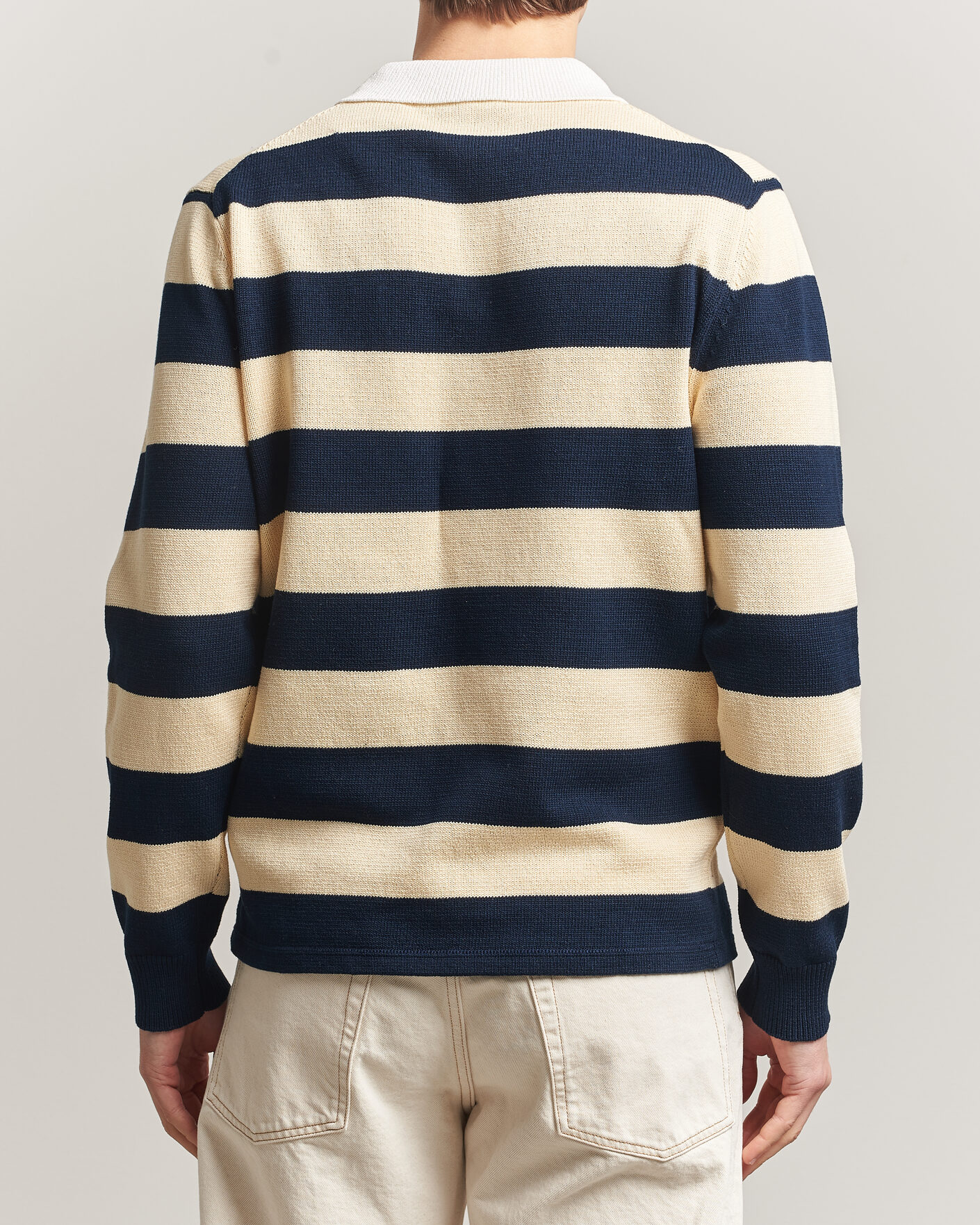 Herre | Gensere | Aspesi | Long Sleeve Knitted Polo Navy/Ecru