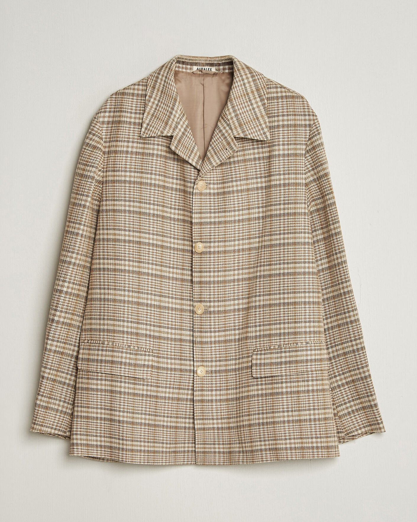 Herre | Jakker | Auralee | Silk/Linen Chore Jacket Beige Check