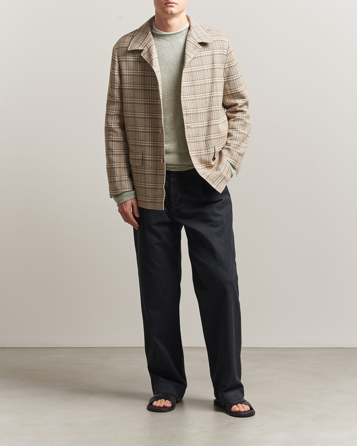 Herre | Jakker | Auralee | Silk/Linen Chore Jacket Beige Check