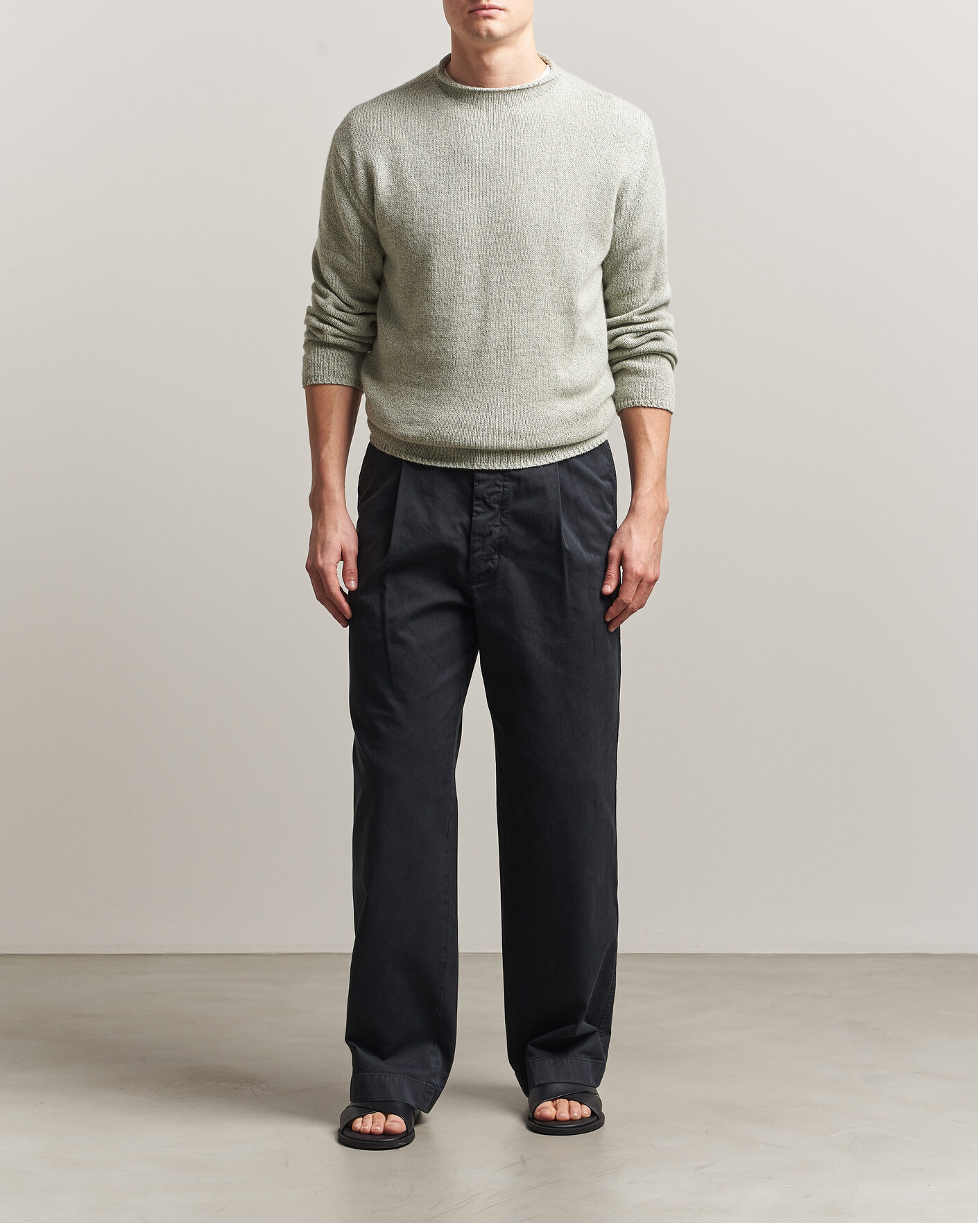Herre | Gensere | Auralee | Cashmere/Silk Crew Neck Mint Melange