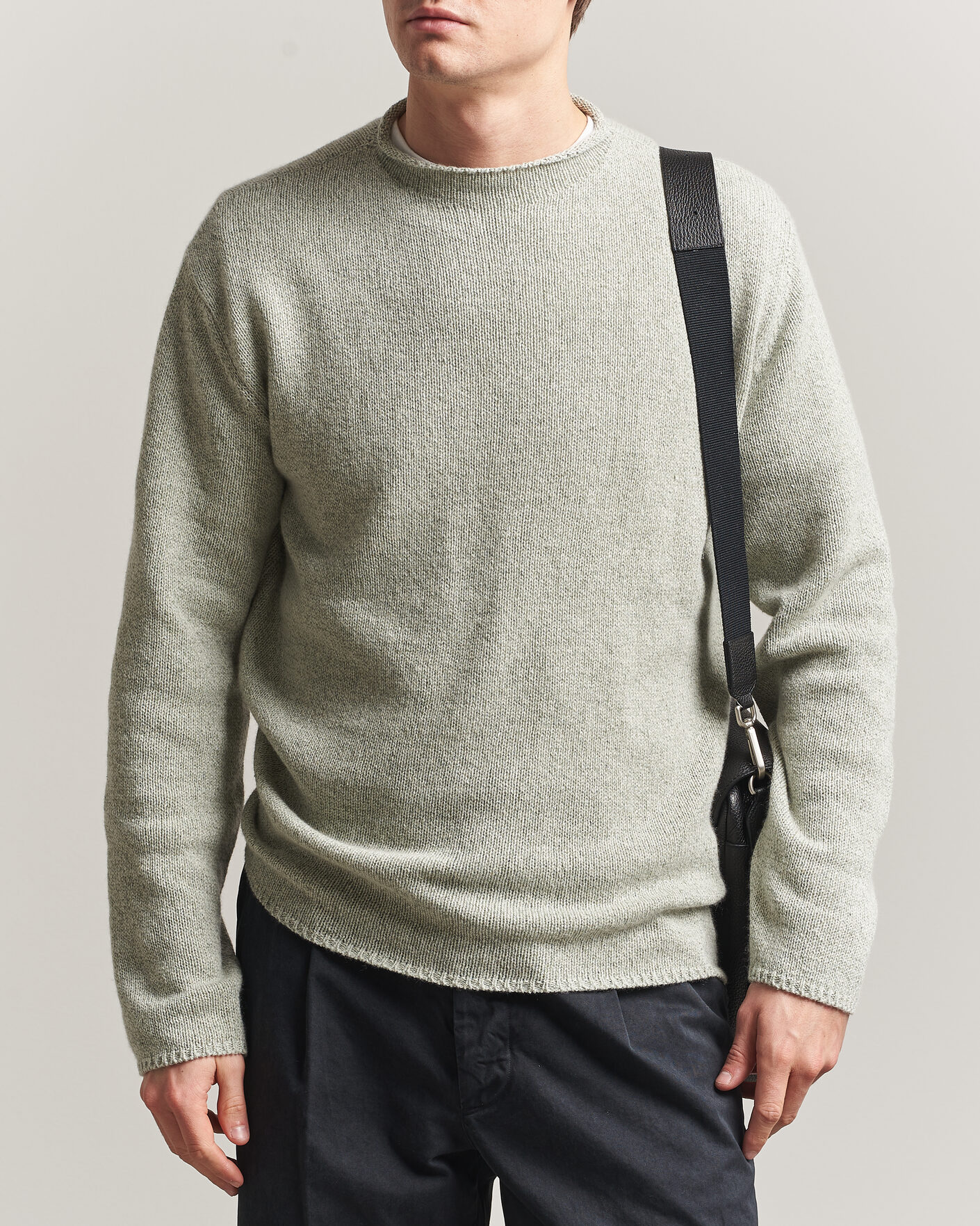 Herre | Gensere | Auralee | Cashmere/Silk Crew Neck Mint Melange