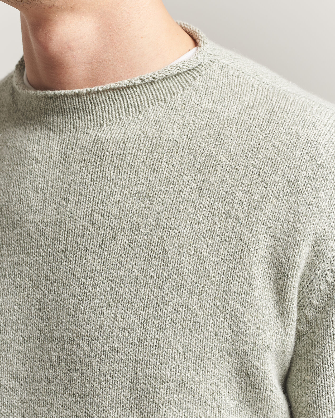Herre | Gensere | Auralee | Cashmere/Silk Crew Neck Mint Melange