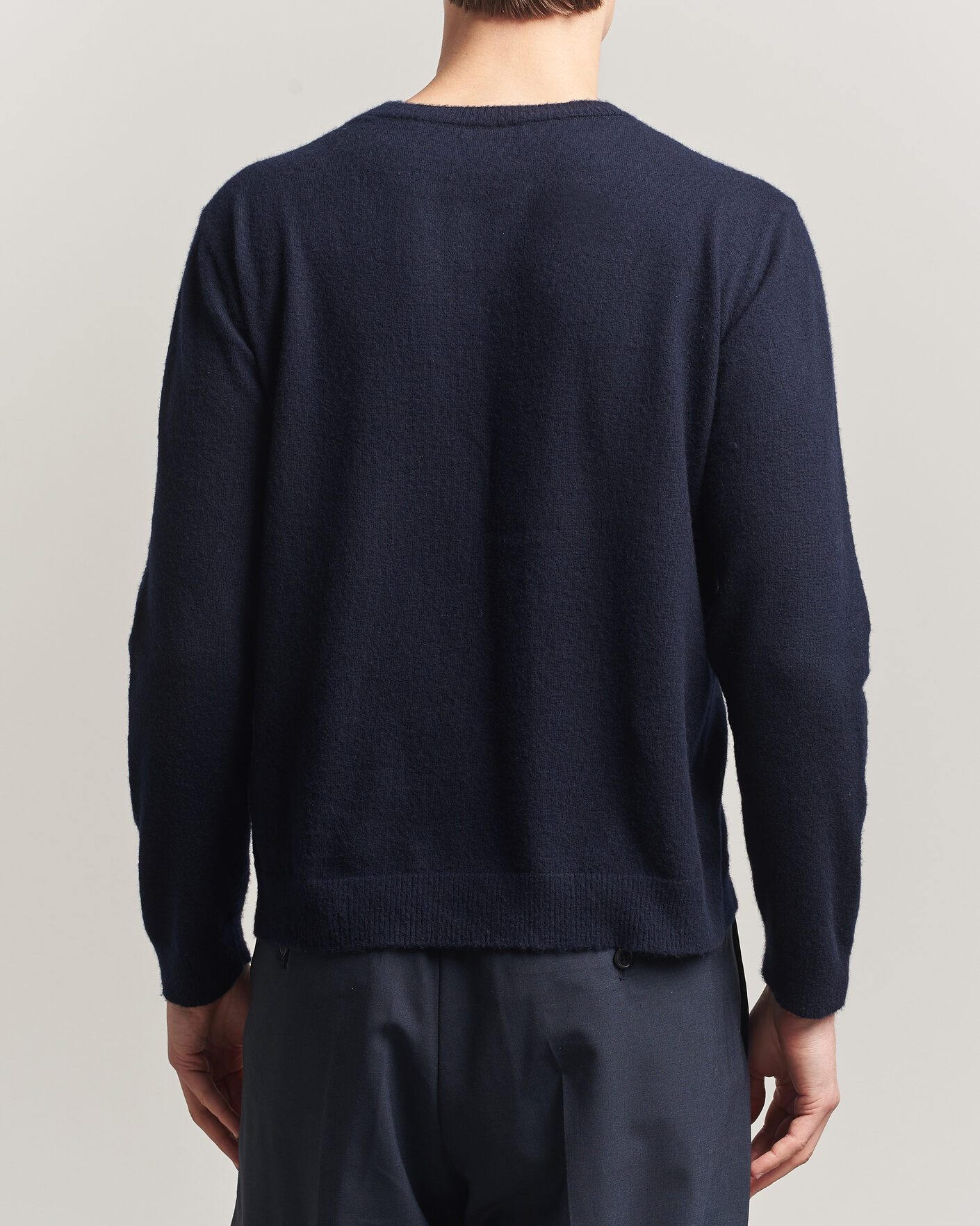 Herre | Gensere | Auralee | Brushed Cashmere/Cotton Crew Neck Navy