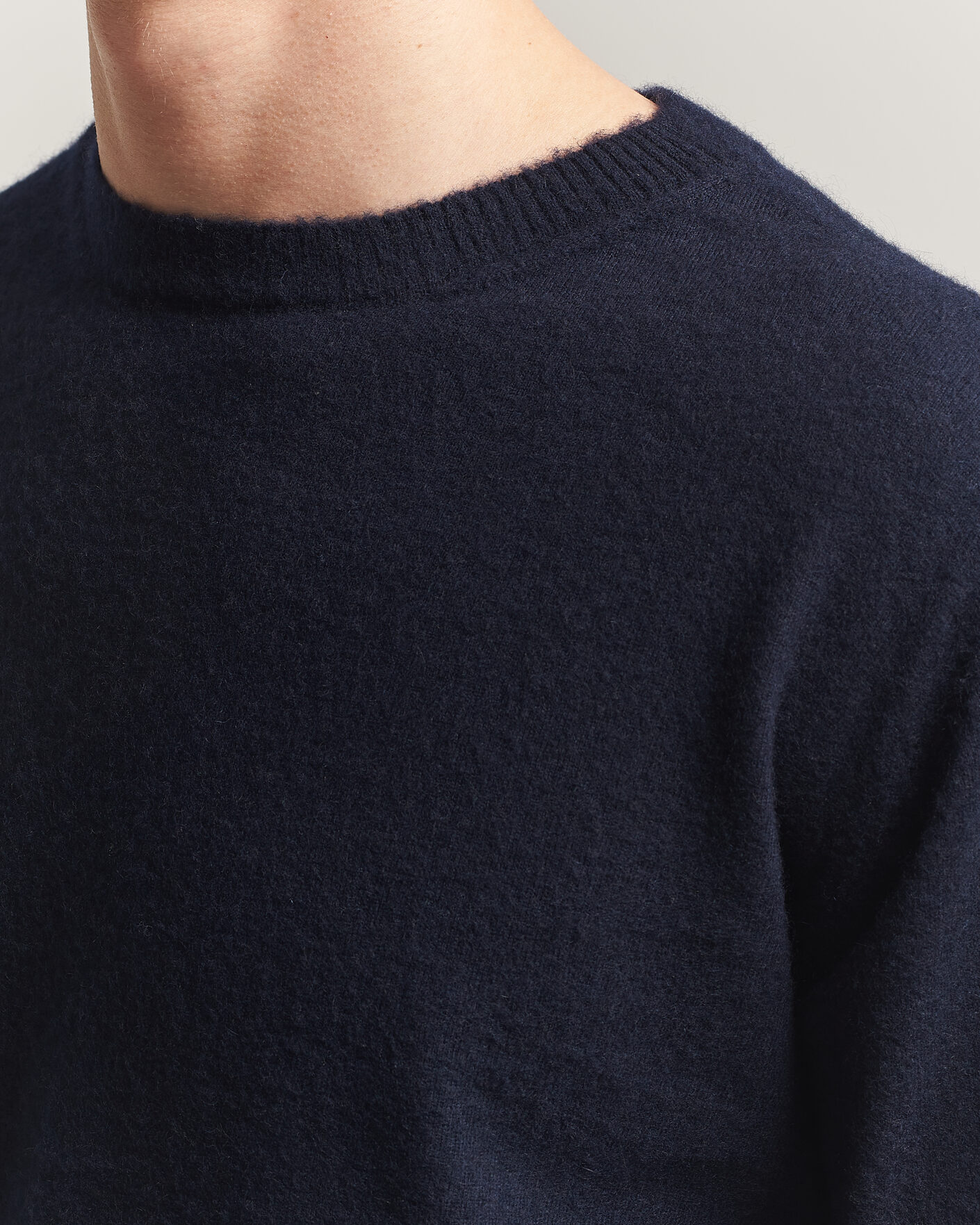 Herre | Gensere | Auralee | Brushed Cashmere/Cotton Crew Neck Navy