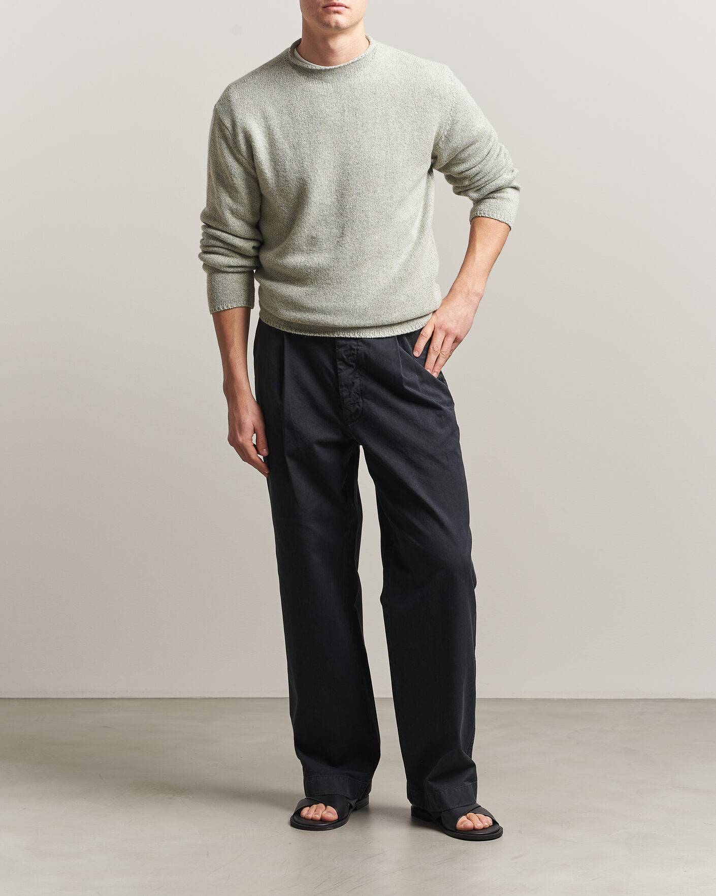 Herre | Bukser | Auralee | Garment Dyed Finx Chinos Black