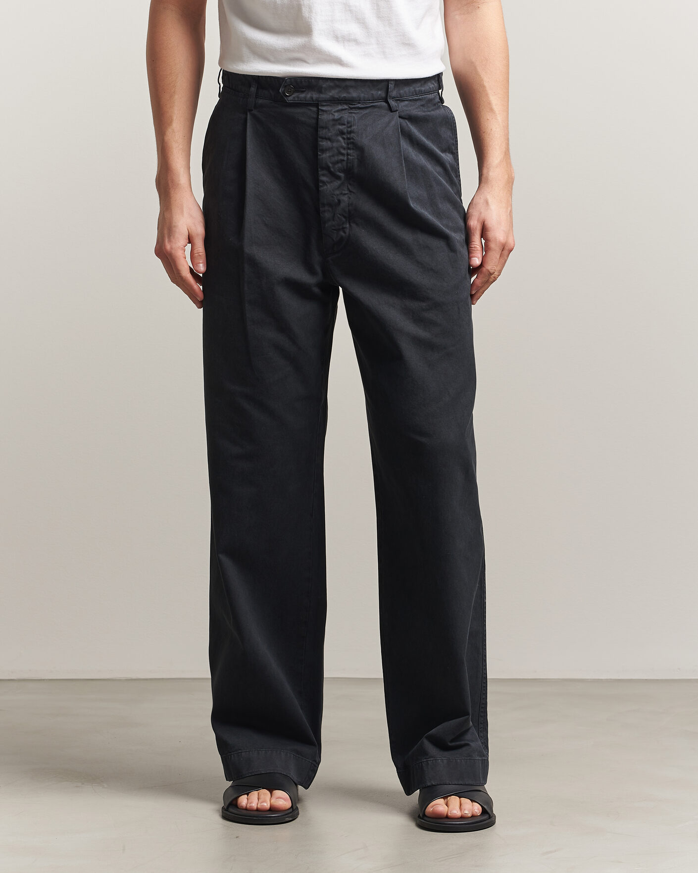 Herre | Bukser | Auralee | Garment Dyed Finx Chinos Black