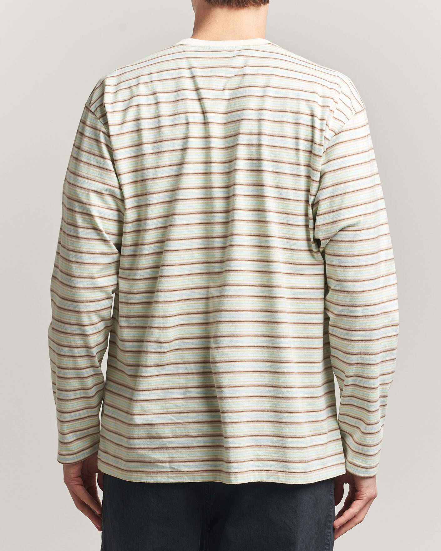 Herre | T-Shirts | Auralee | Long Sleeve Cotton T-Shirt Mint Stripe