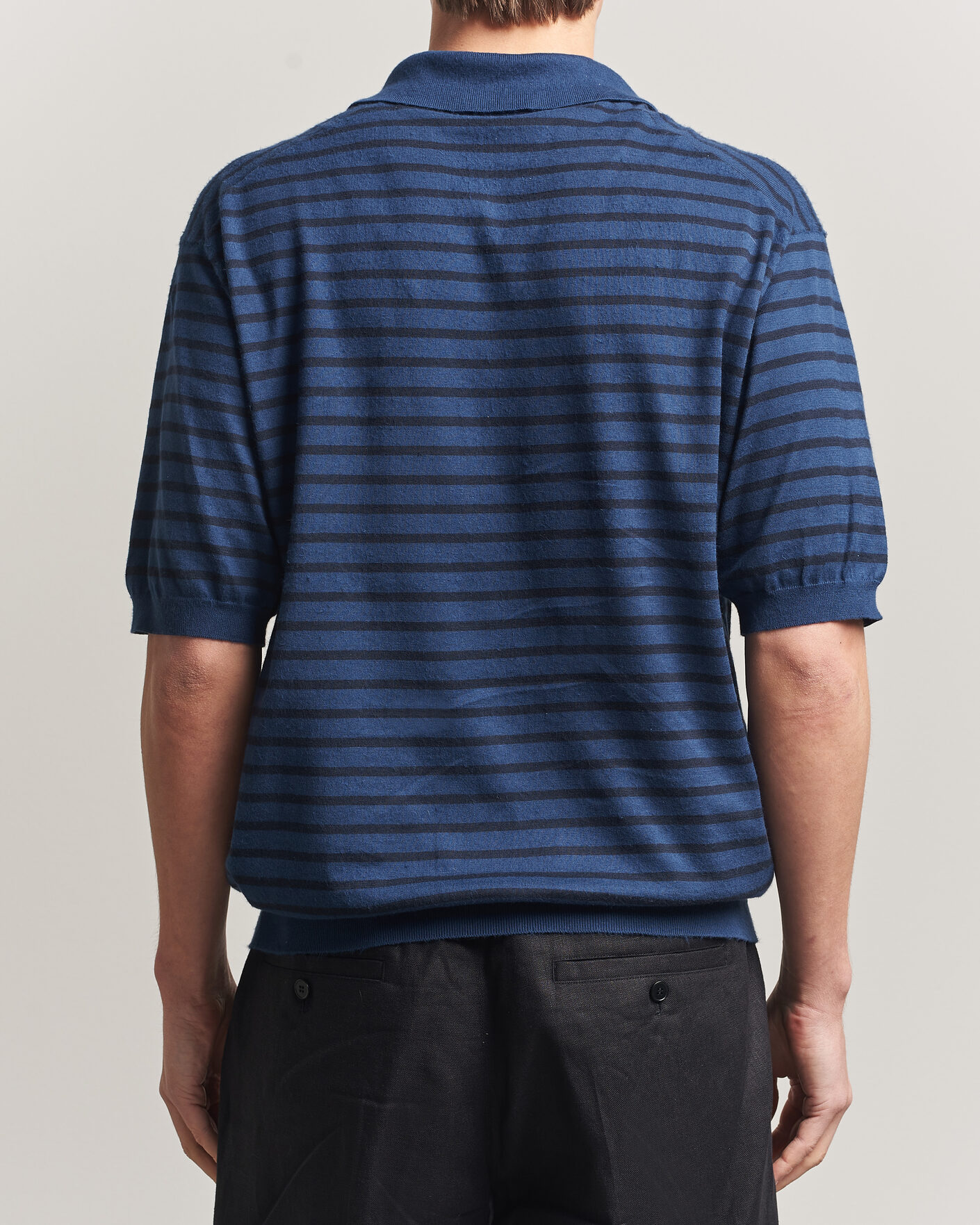 Herre | Pikéer | Auralee | Cotton Knit Skipper Polo Navy Stripe