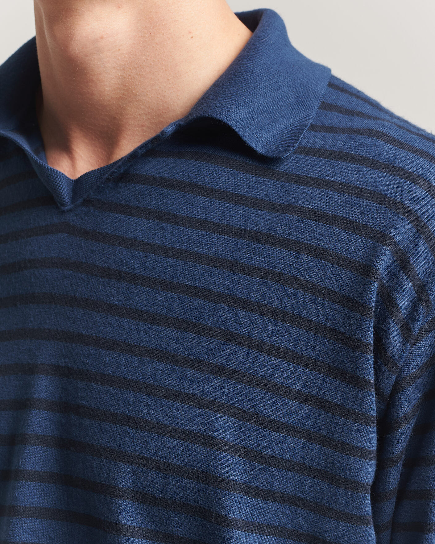 Herre | Pikéer | Auralee | Cotton Knit Skipper Polo Navy Stripe