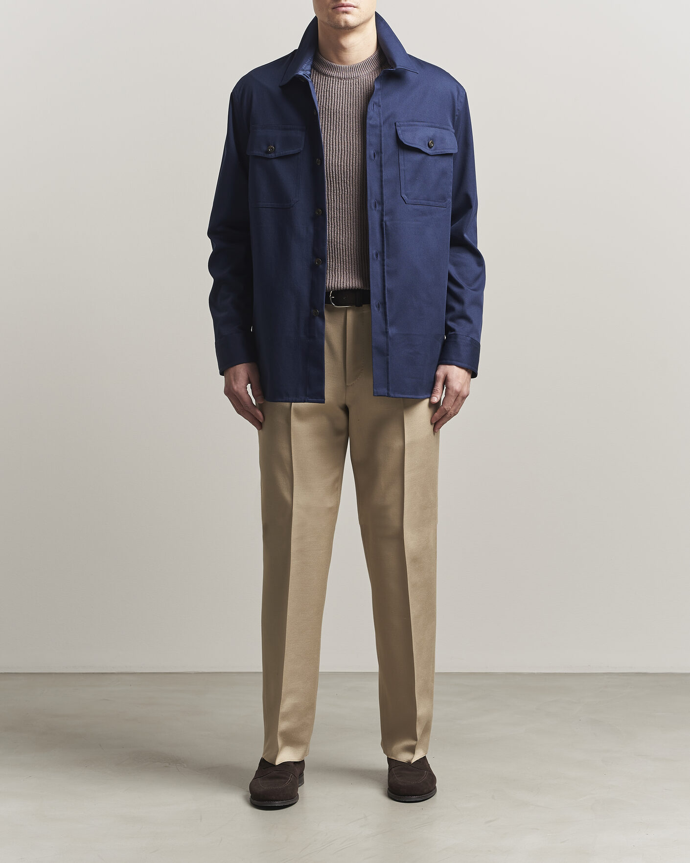 Herre | Skjorter | Caruso | Twill Cotton Overshirt Navy