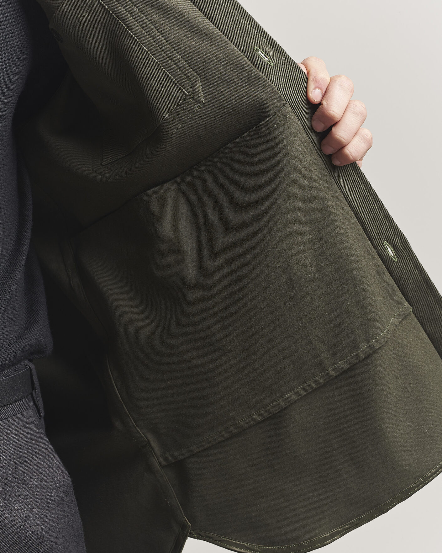 Herre | Skjorter | Caruso | Twill Cotton Overshirt Dark Green