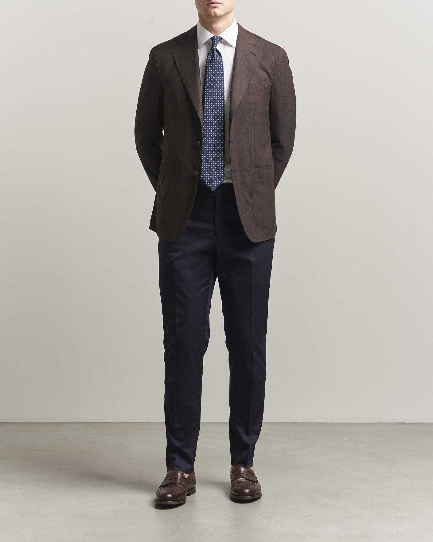 Herre | Dressjakker | Caruso | Aida Wool Hopsack Blazer Dark Brown