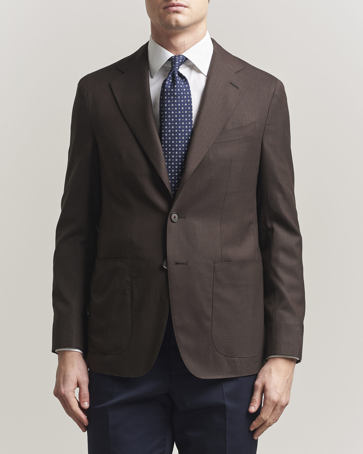 Herre | Dressjakker | Caruso | Aida Wool Hopsack Blazer Dark Brown