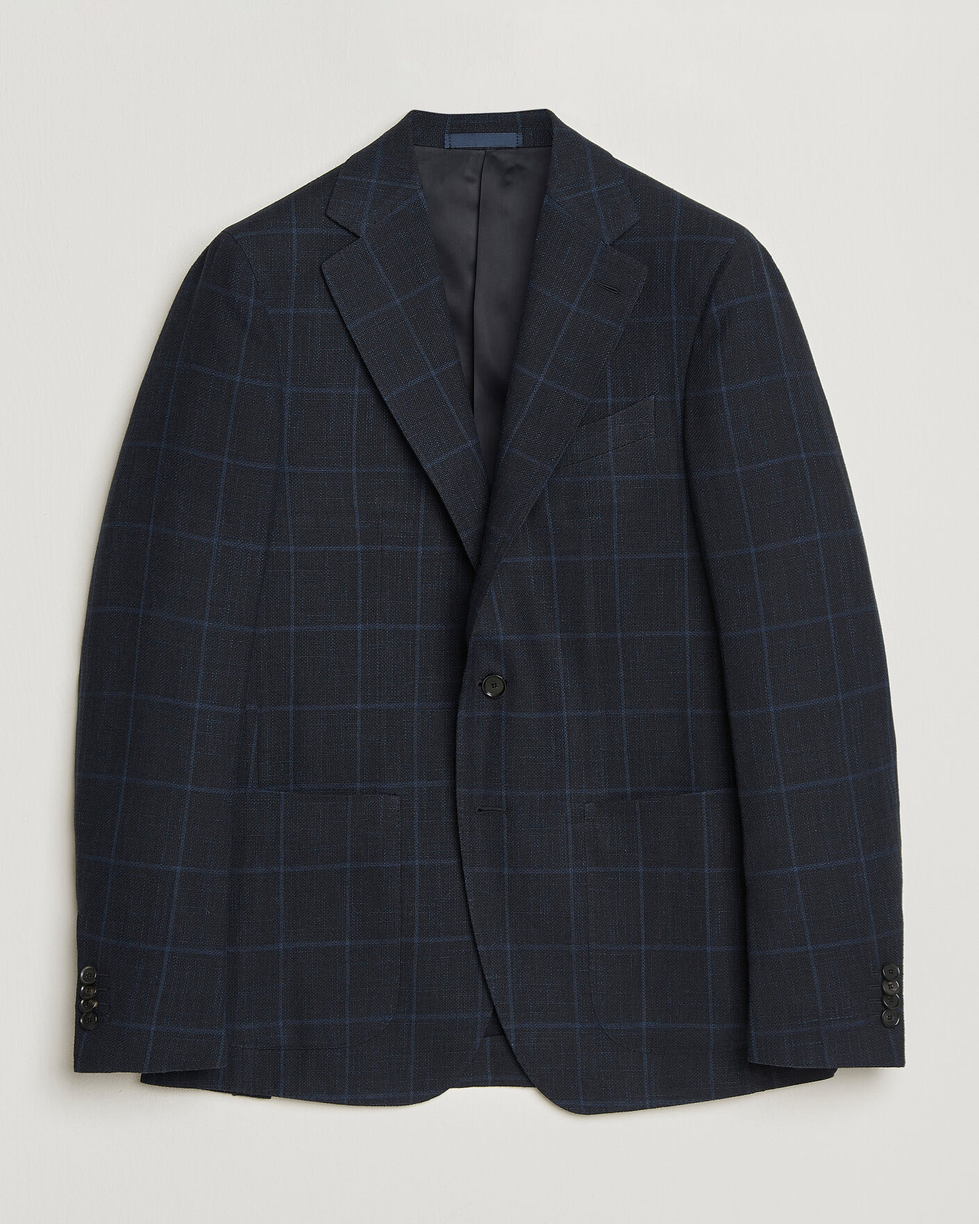 Herre | Dressjakker | Caruso | Aida Wool Hopsack Blazer Navy Check