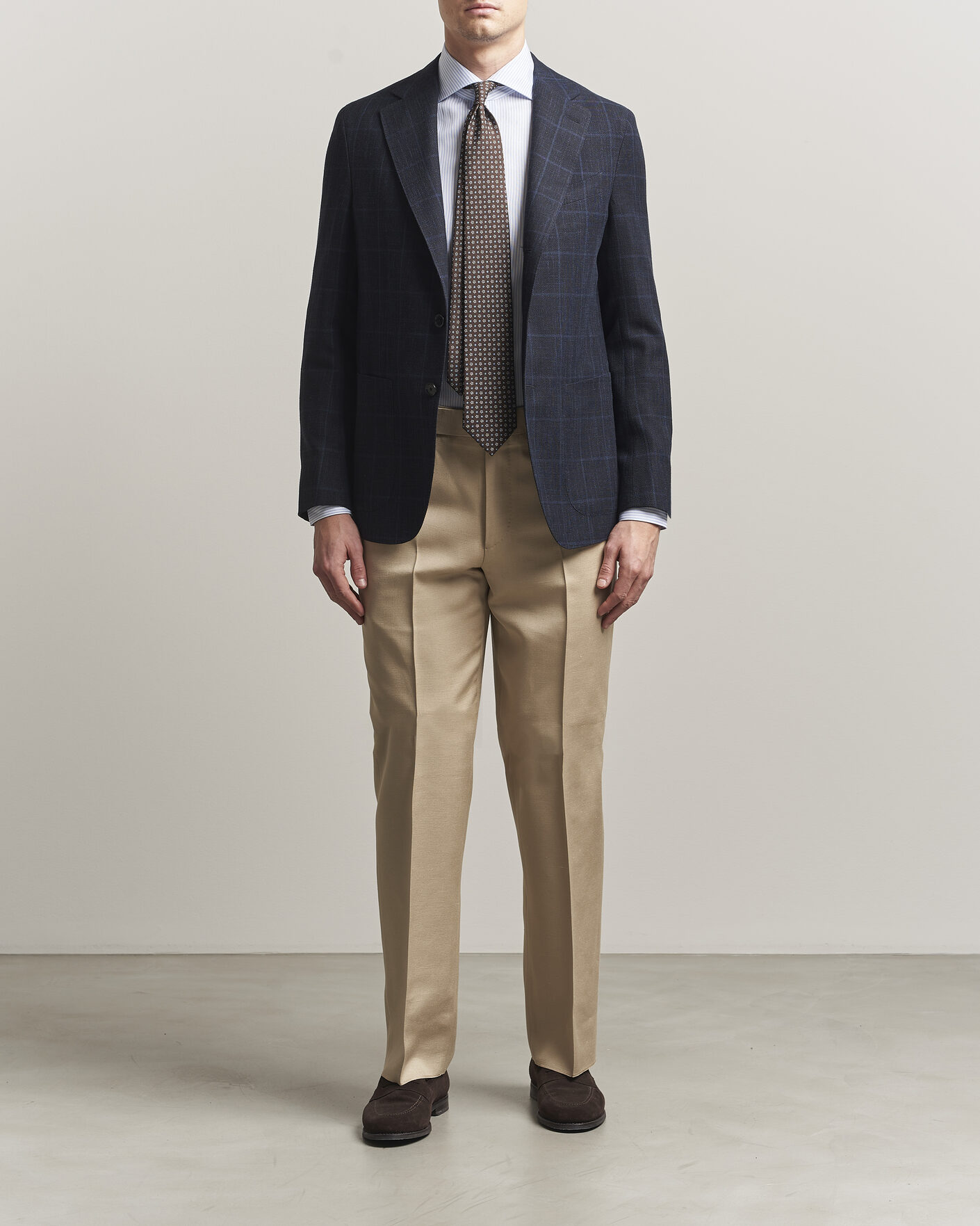 Herre | Dressjakker | Caruso | Aida Wool Hopsack Blazer Navy Check