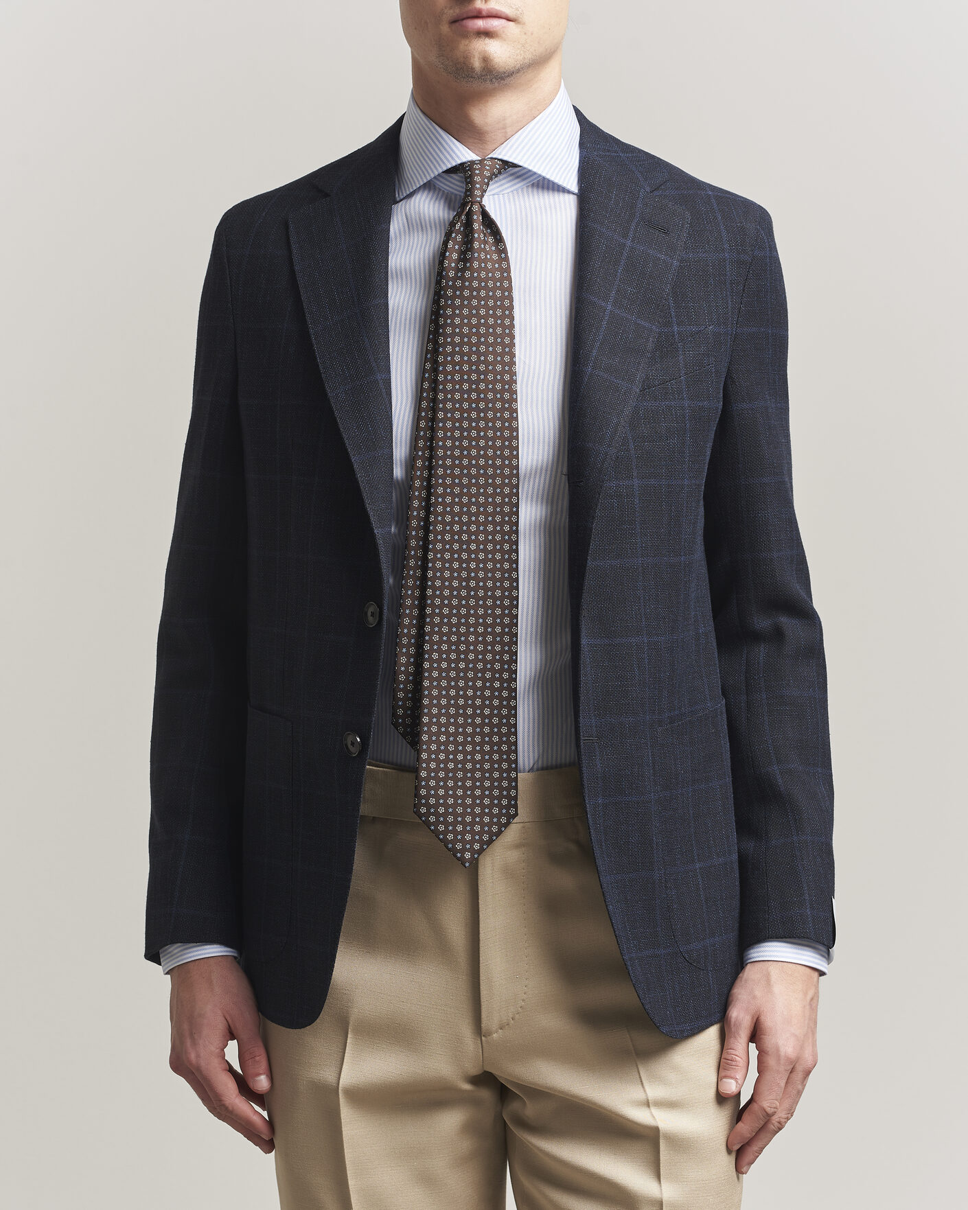 Herre | Dressjakker | Caruso | Aida Wool Hopsack Blazer Navy Check