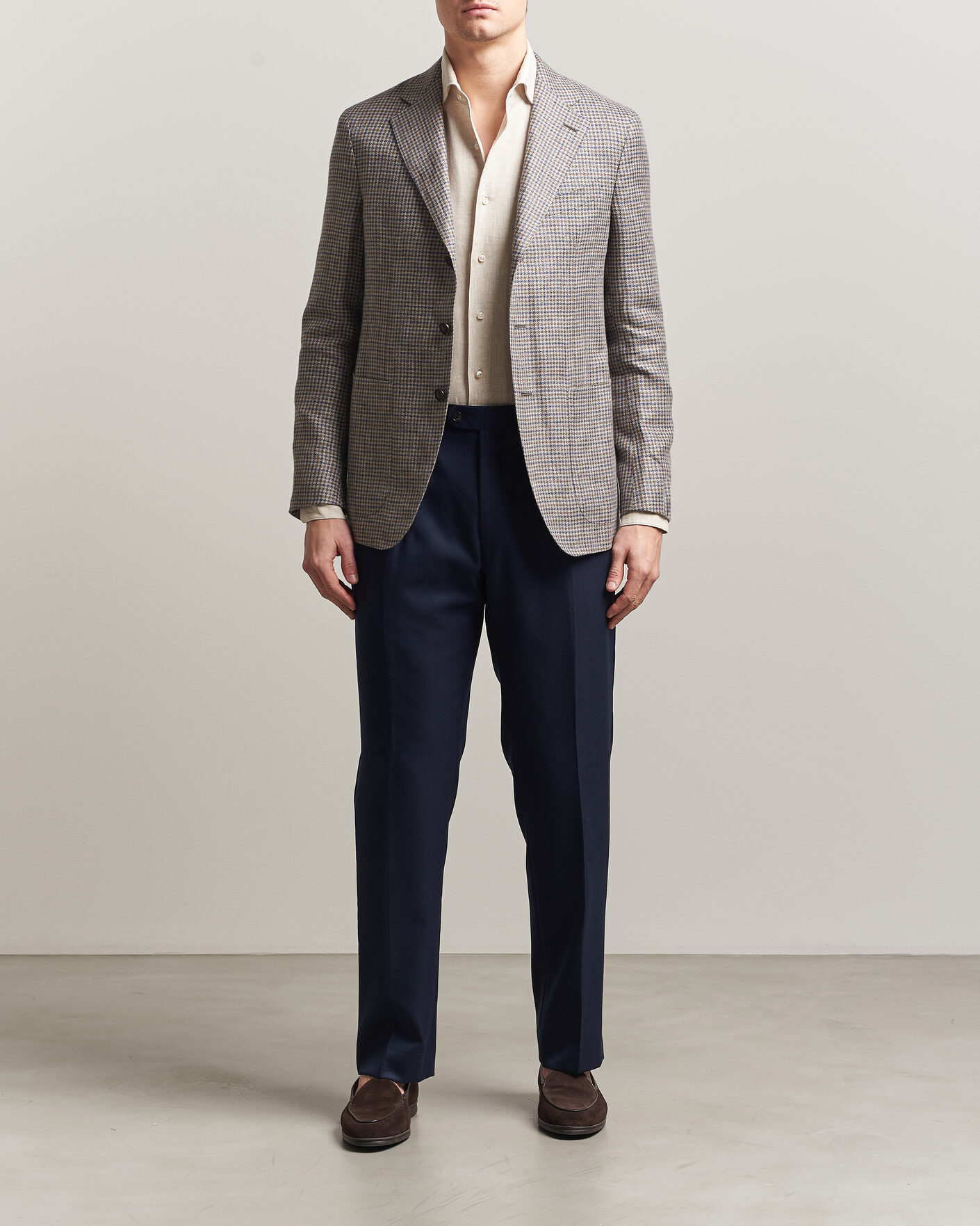 Herre | Dressjakker | Caruso | Aida Linen/Wool Blazer Navy/Grey Check