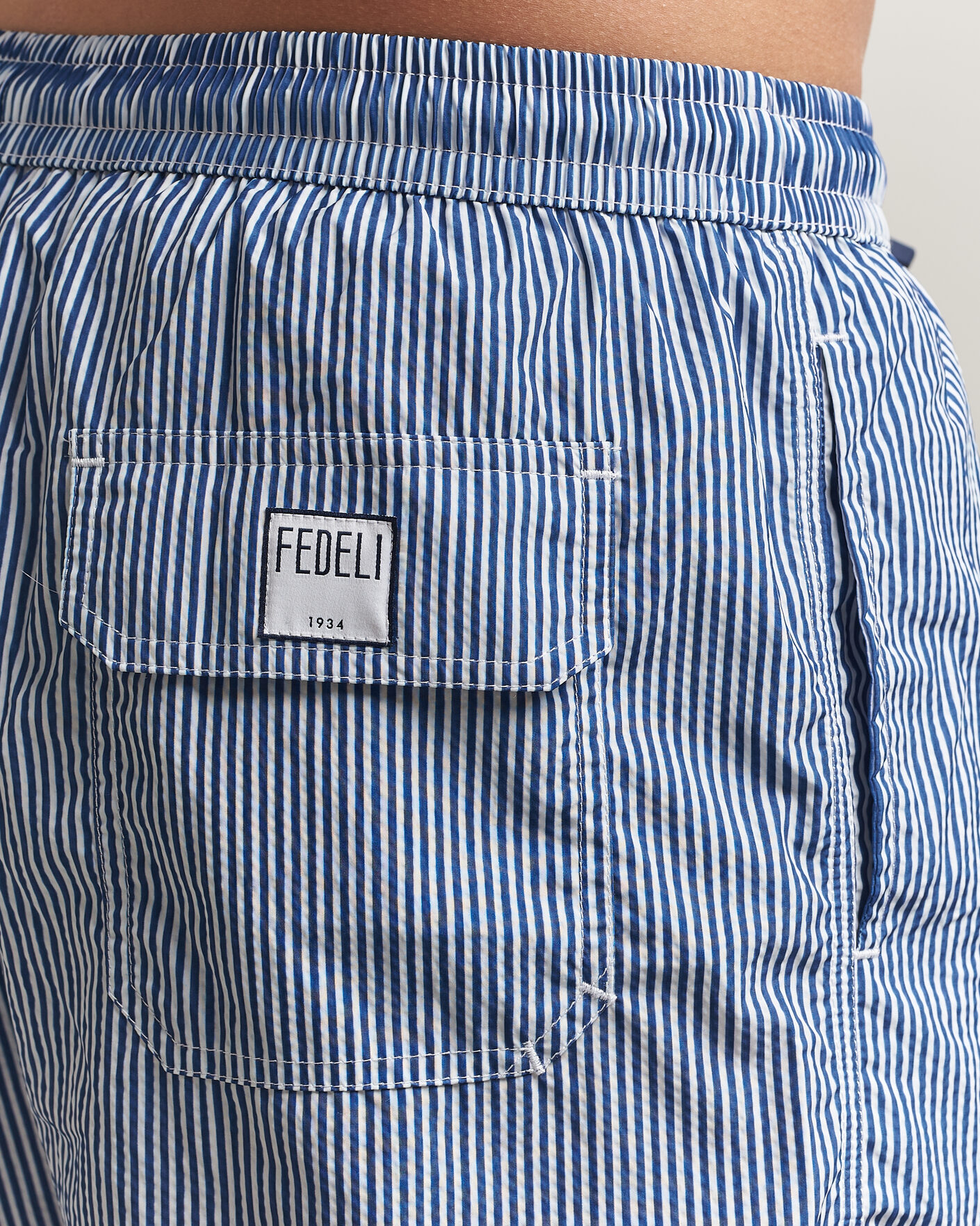 Herre | Badeshorts | Fedeli | Madeira Swim Trunk Blue Stripes