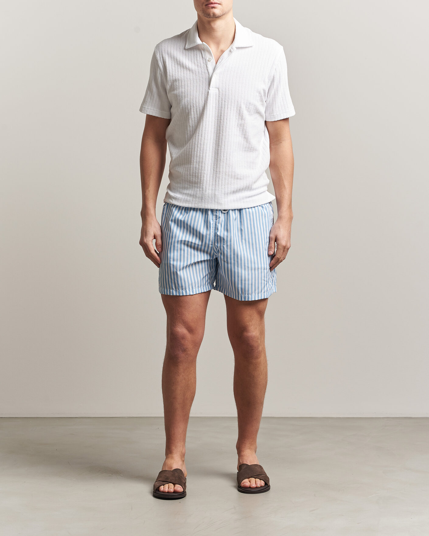 Herre | Badeshorts | Fedeli | Madeira Swim Trunk Wide Blue Stripes