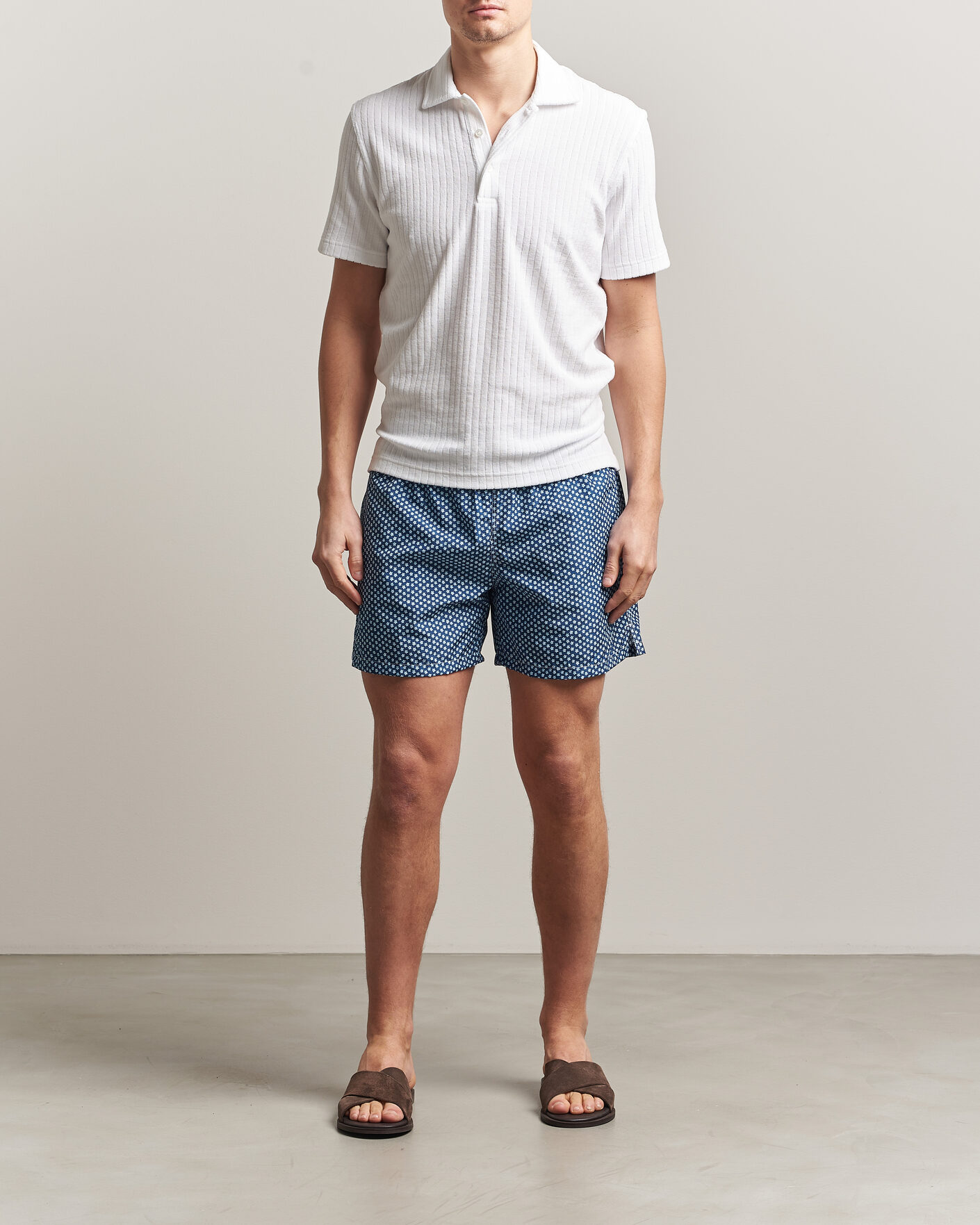 Herre | Badeshorts | Fedeli | Madeira Swim Trunk Blue Flowers