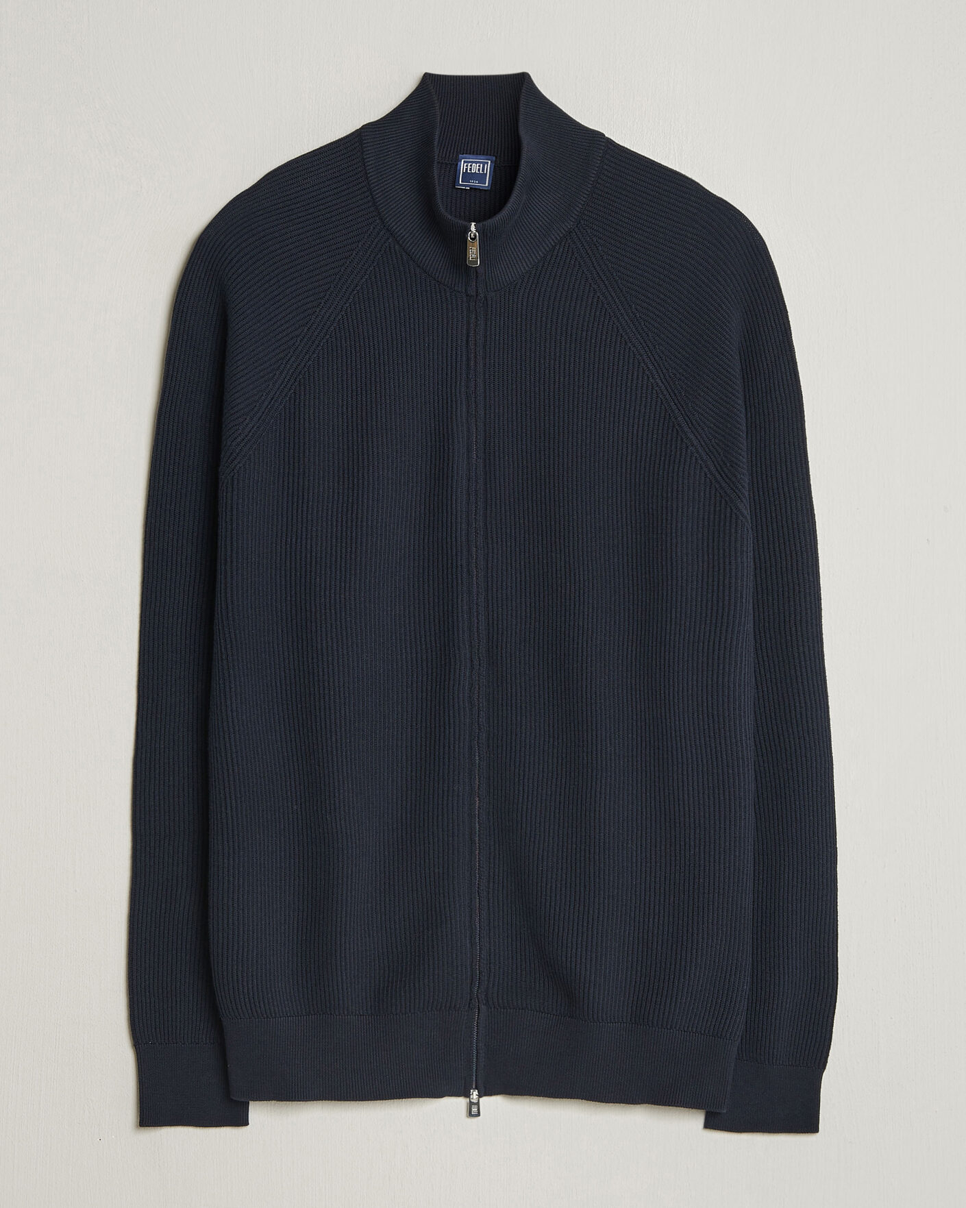 Herre | Gensere | Fedeli | Giza Cotton Full Zip Sweater Navy