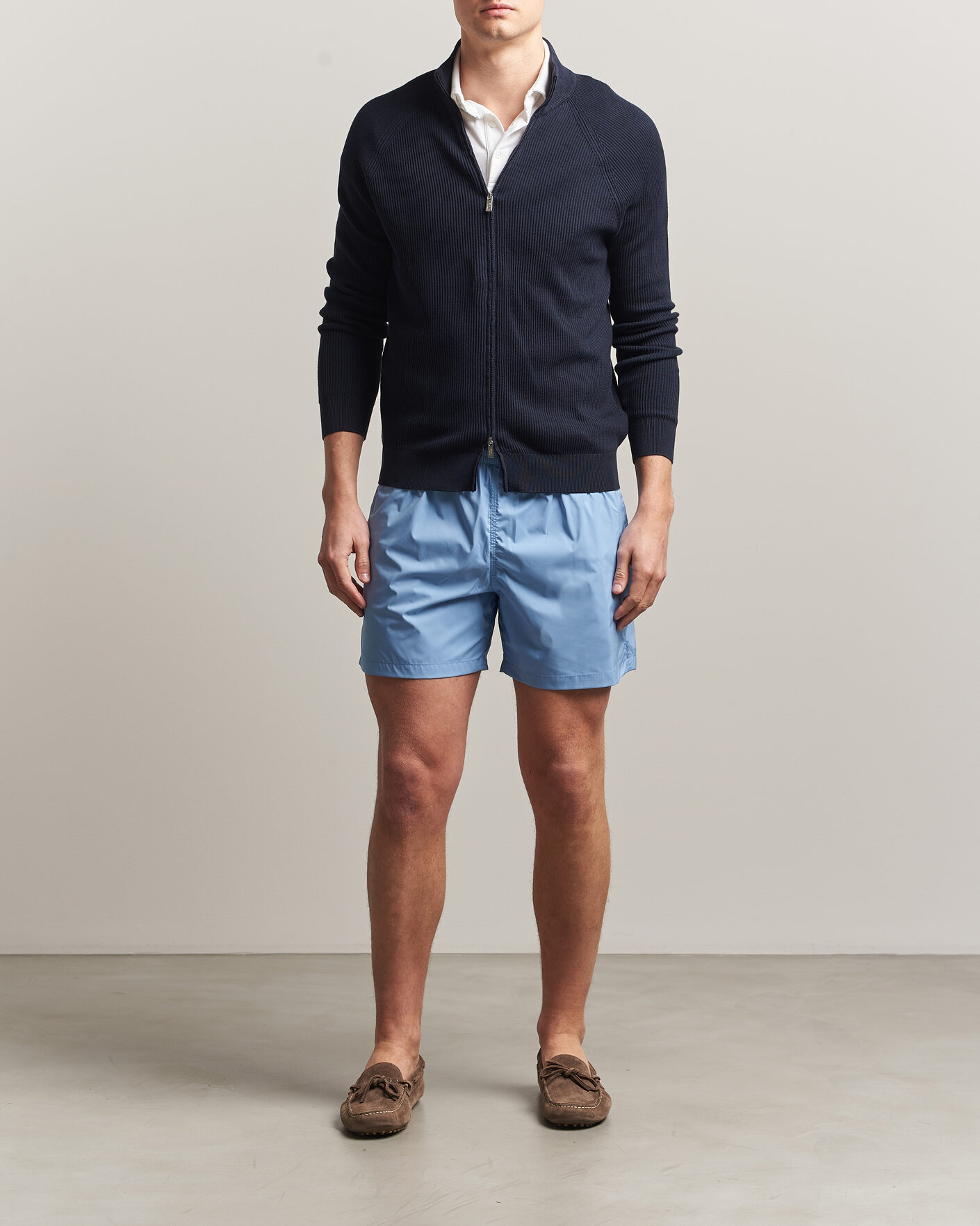 Herre | Gensere | Fedeli | Giza Cotton Full Zip Sweater Navy