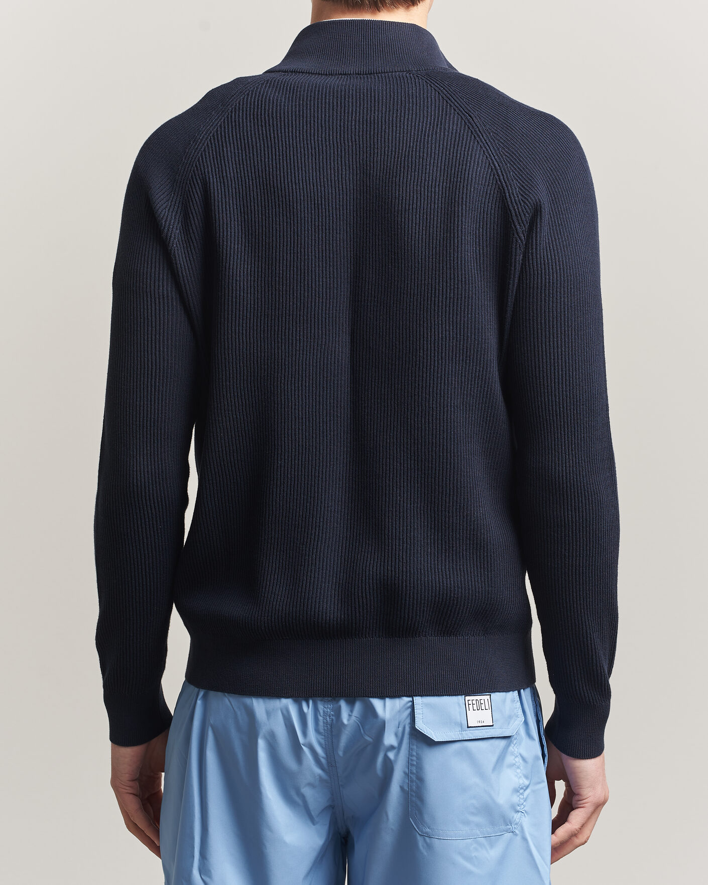 Herre | Gensere | Fedeli | Giza Cotton Full Zip Sweater Navy