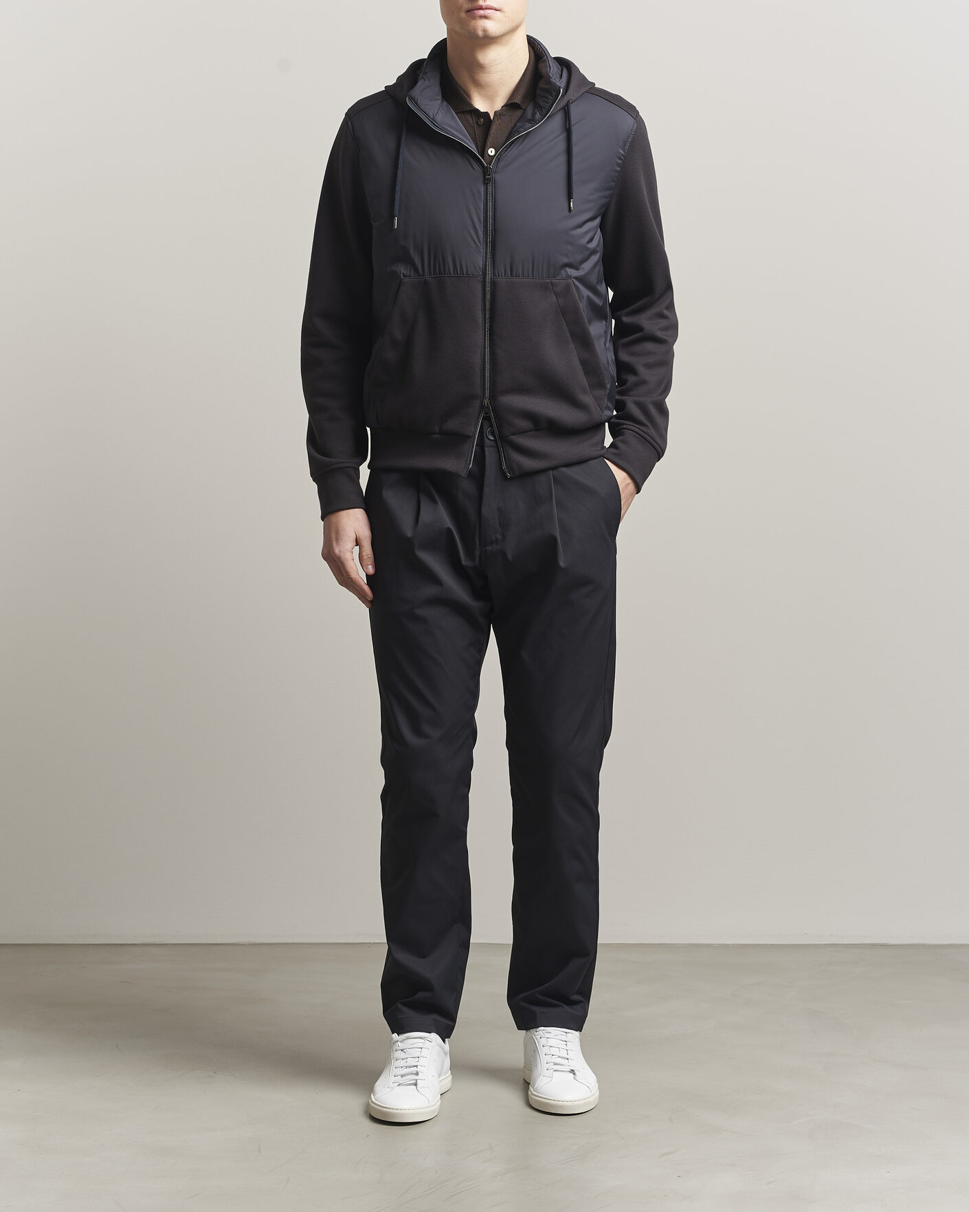 Herre | Jakker | Herno | Hooded Hybrid Jacket Navy