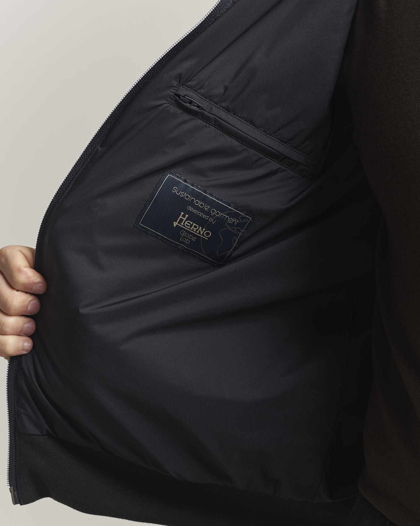 Herre | Jakker | Herno | Hooded Hybrid Jacket Navy