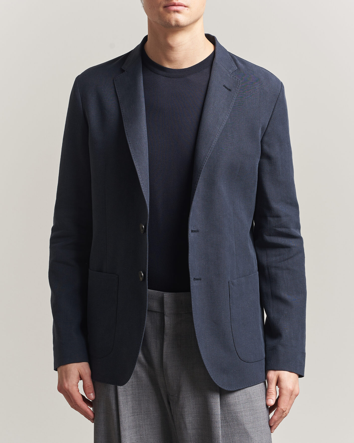 Herre | Dressjakker | Herno | Cotton/Linen Blazer Navy