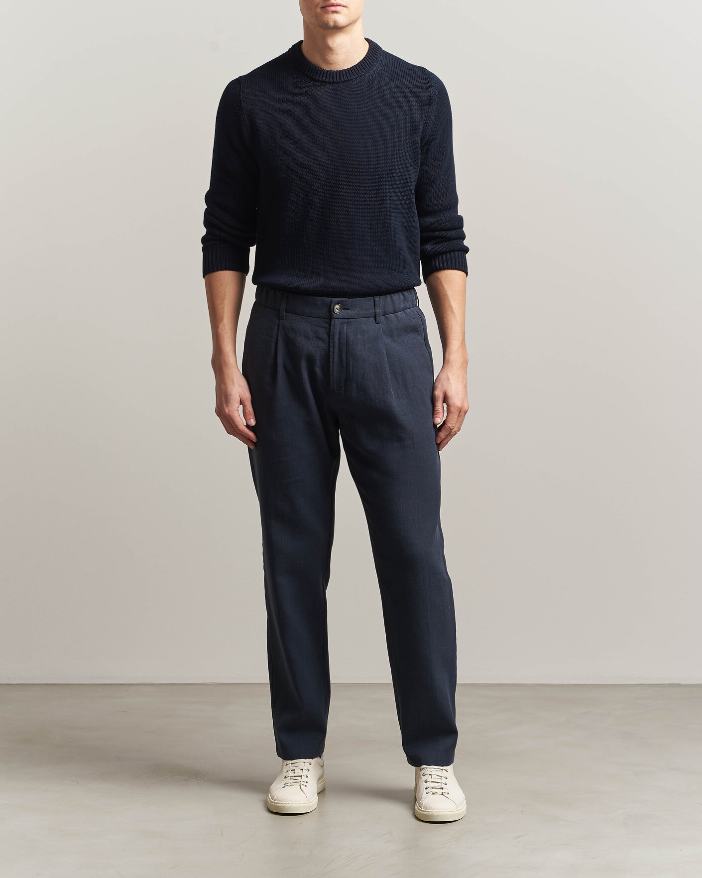 Herre | Bukser | Herno | Cotton/Linen Drawstring Pants Navy