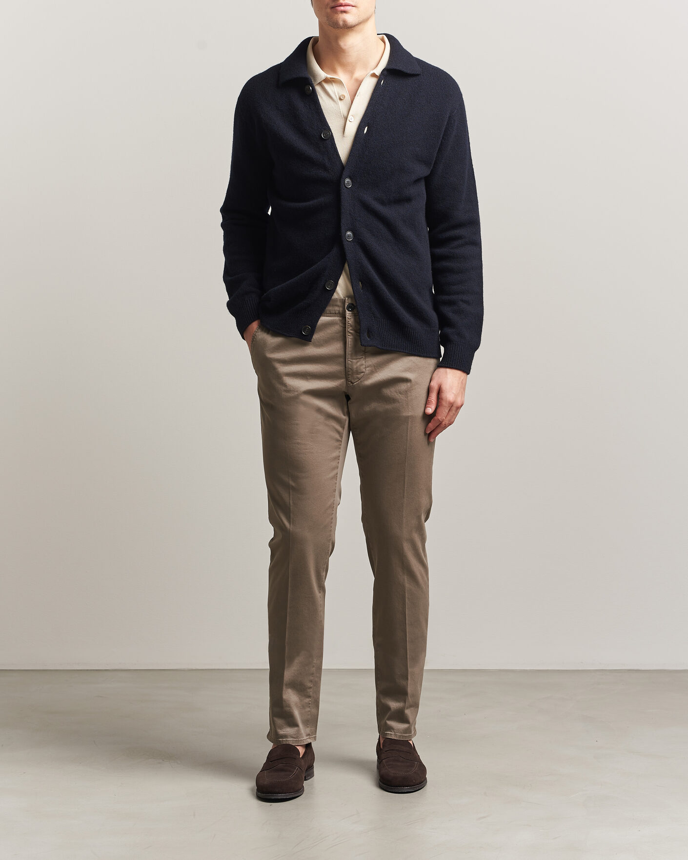 Herre | Bukser | Incotex | Slim Fit Garment Dyed Slacks Taupe