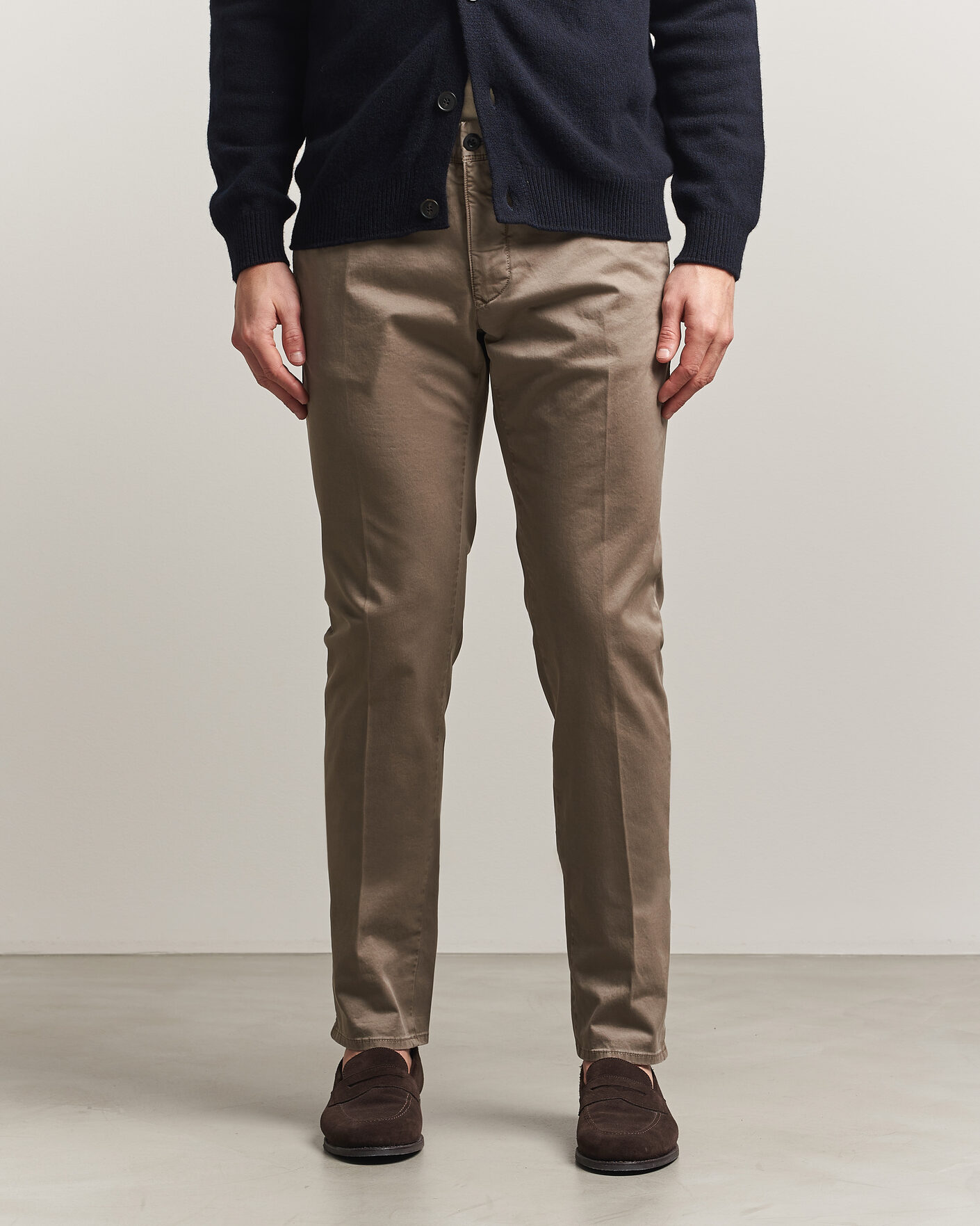Herre | Bukser | Incotex | Slim Fit Garment Dyed Slacks Taupe