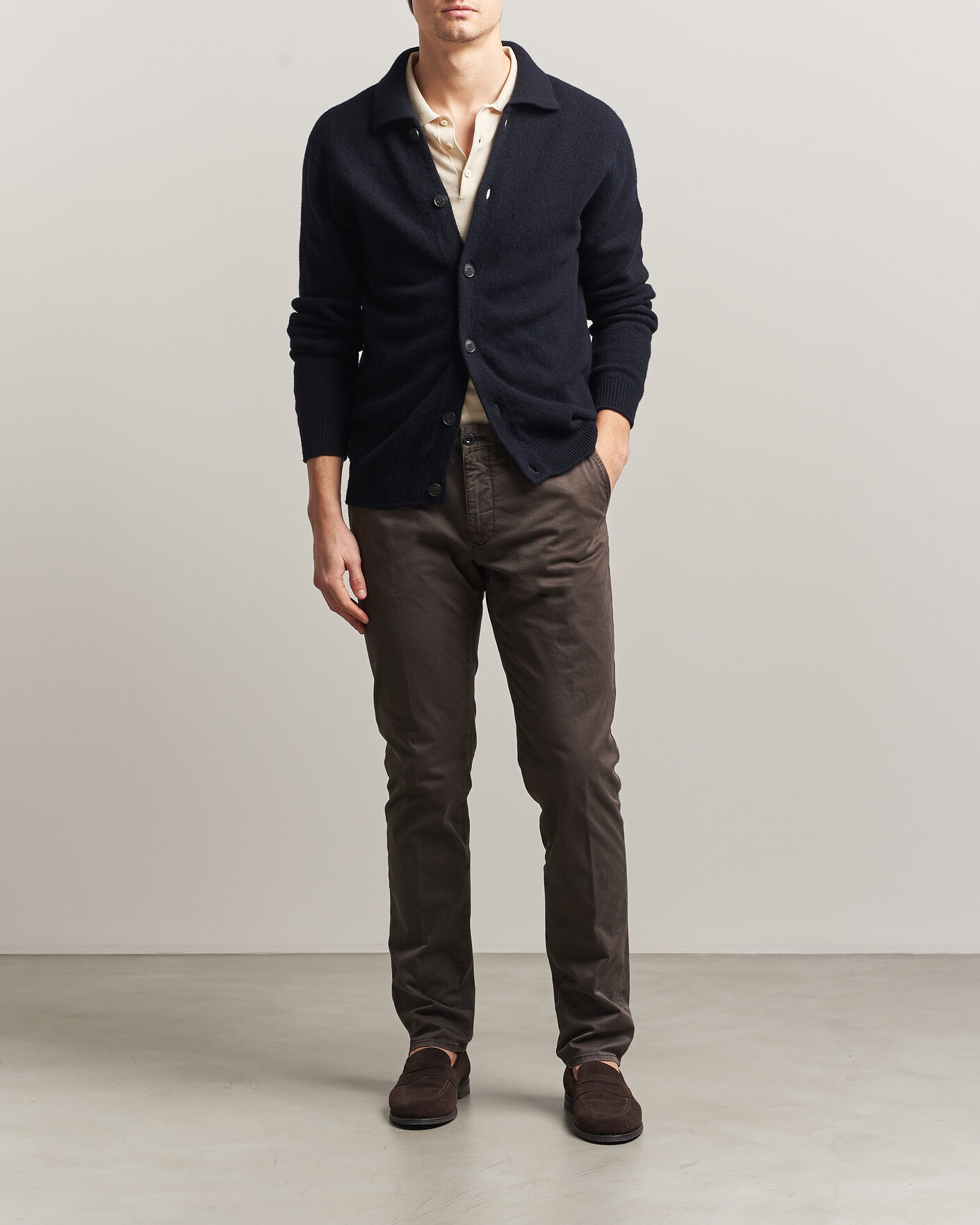 Herre | Bukser | Incotex | Slim Fit Garment Dyed Slacks Dark Brown