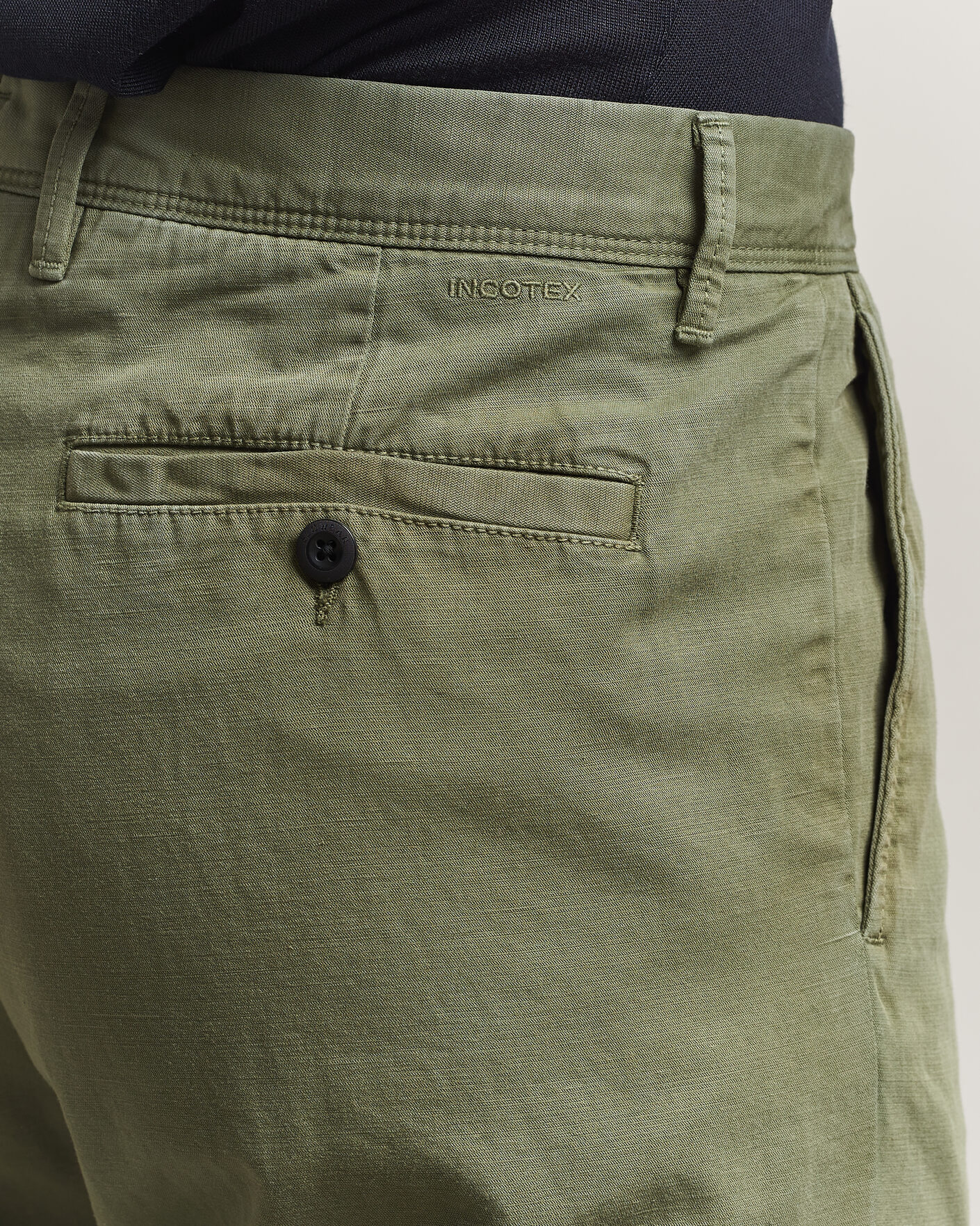 Herre | Bukser | Incotex | Regular Fit Cotton/Linen Slacks Military