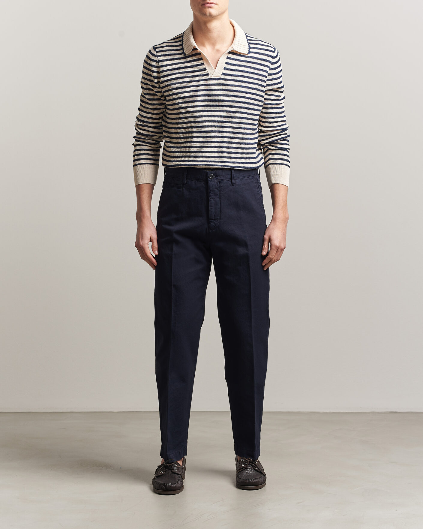 Herre | Bukser | Incotex | Regular Fit Cotton/Linen Slacks Navy