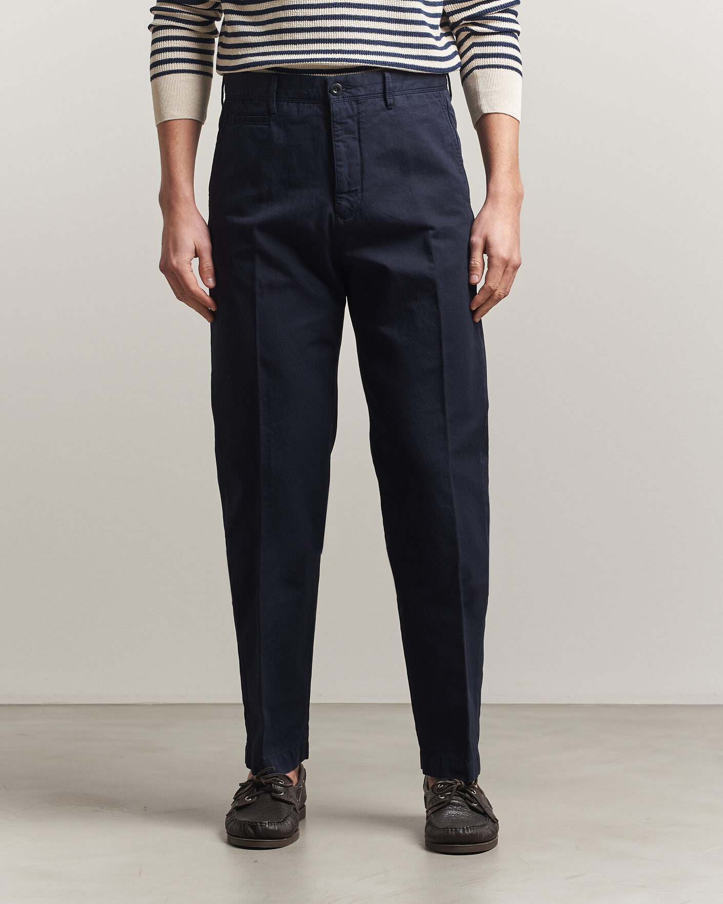 Herre | Bukser | Incotex | Regular Fit Cotton/Linen Slacks Navy