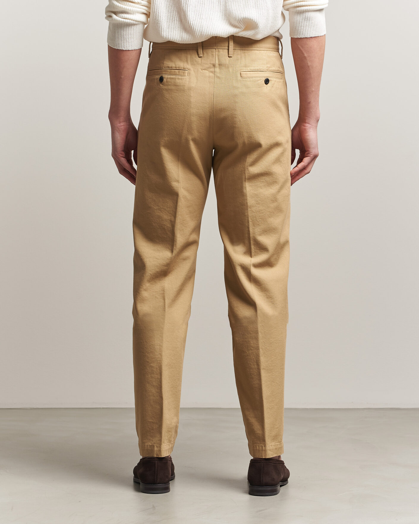 Herre | Bukser | Incotex | Regular Fit Uniform Cotton Slacks Khaki