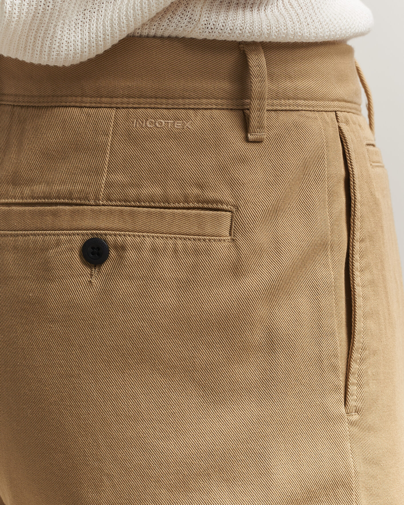Herre | Bukser | Incotex | Regular Fit Uniform Cotton Slacks Khaki