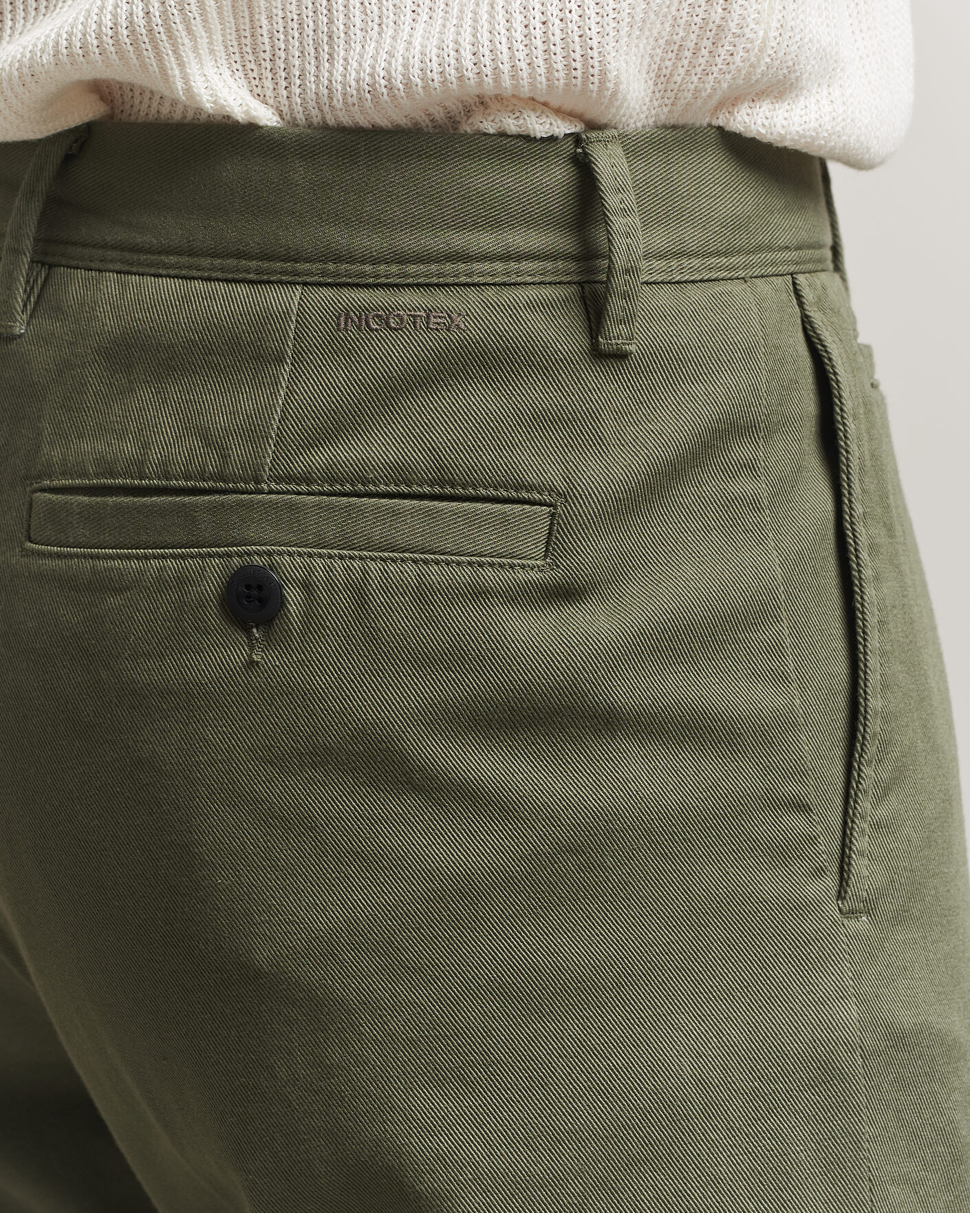 Herre | Bukser | Incotex | Regular Fit Uniform Cotton Slacks Military