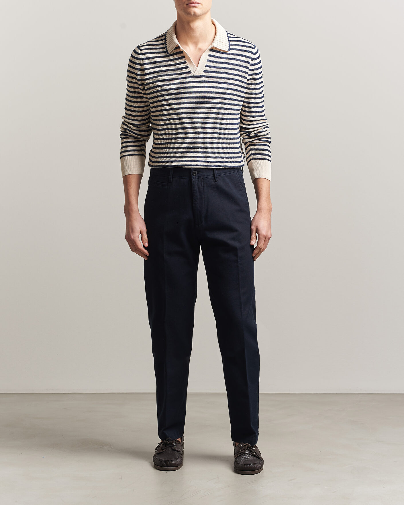 Herre | Bukser | Incotex | Regular Fit Uniform Cotton Slacks Navy