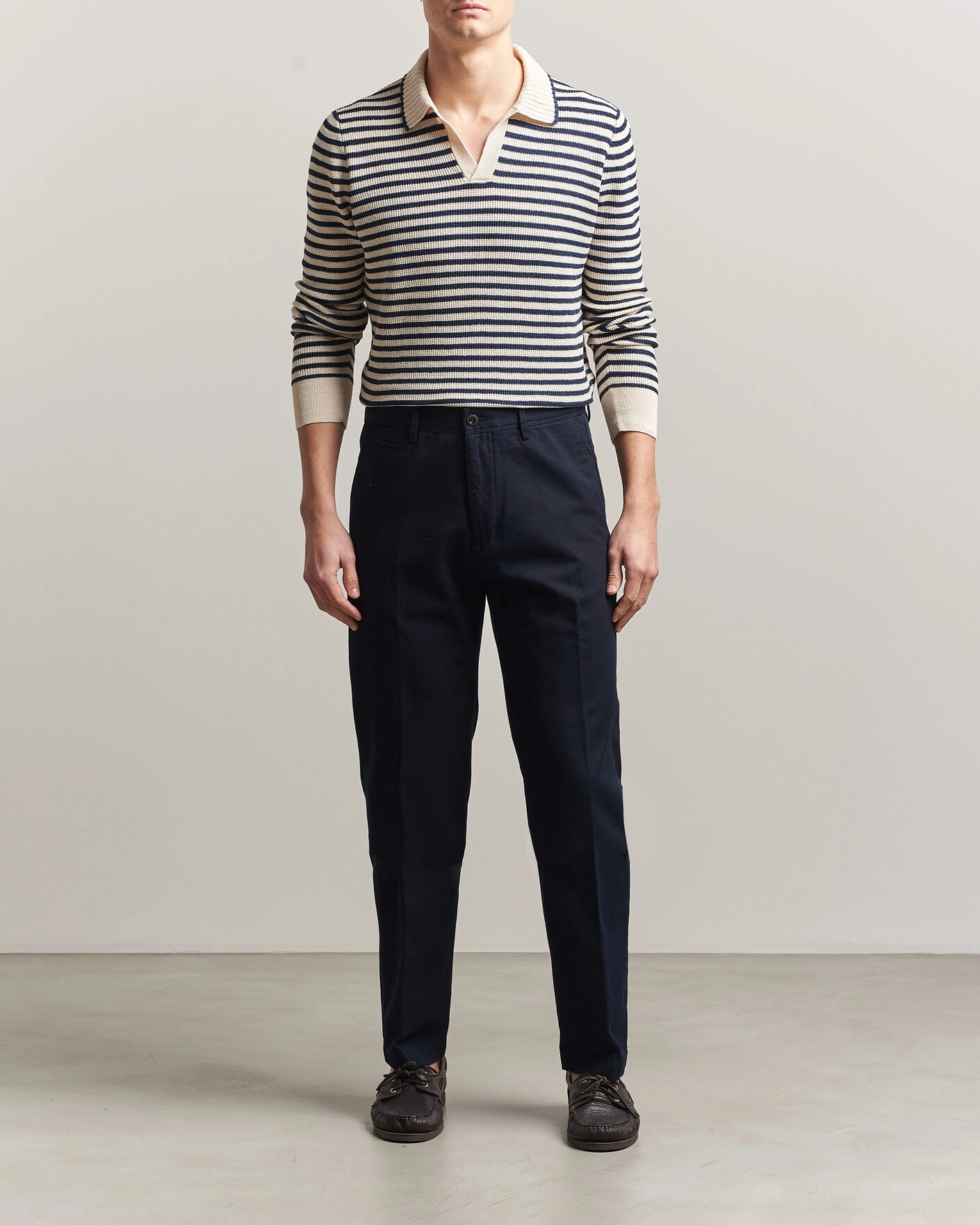 Herre | Bukser | Incotex | Regular Fit Uniform Cotton Slacks Navy