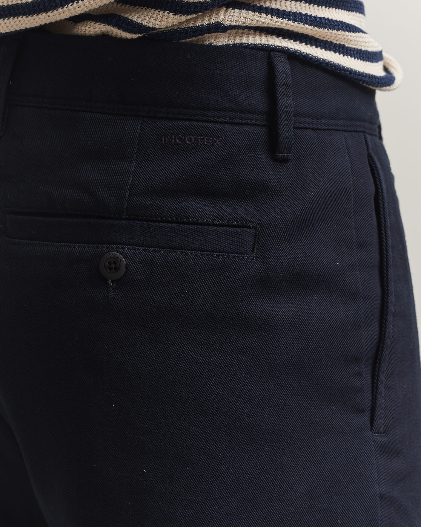 Herre | Bukser | Incotex | Regular Fit Uniform Cotton Slacks Navy