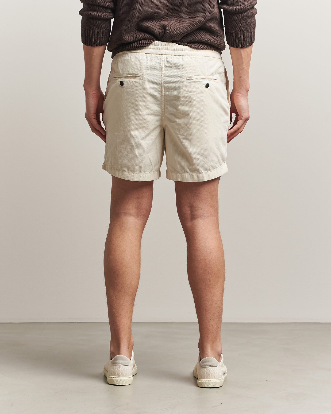 Herre | Shorts | Incotex | Baby Corduroy Drawstring Shorts Off White