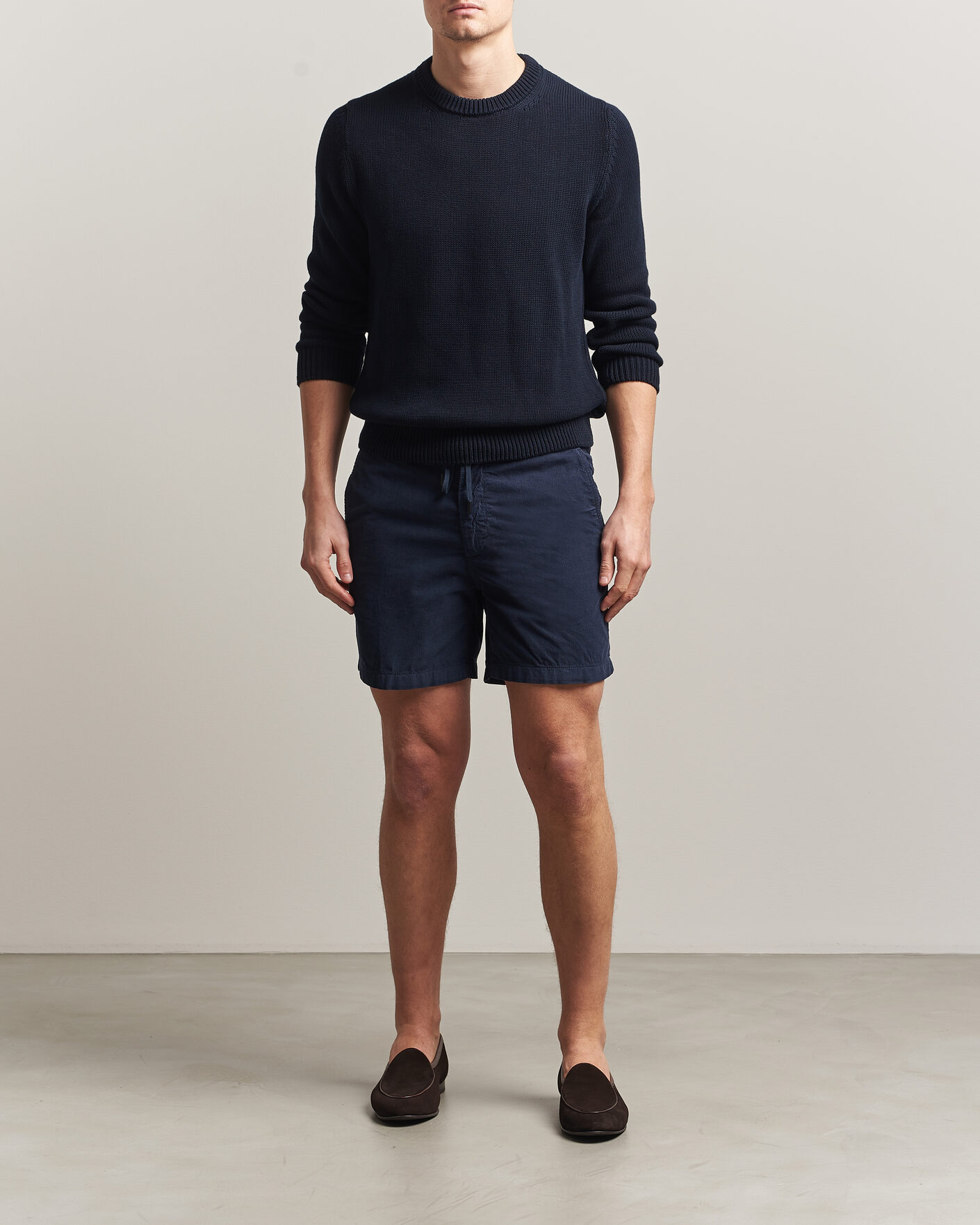 Herre | Shorts | Incotex | Baby Corduroy Drawstring Shorts Navy