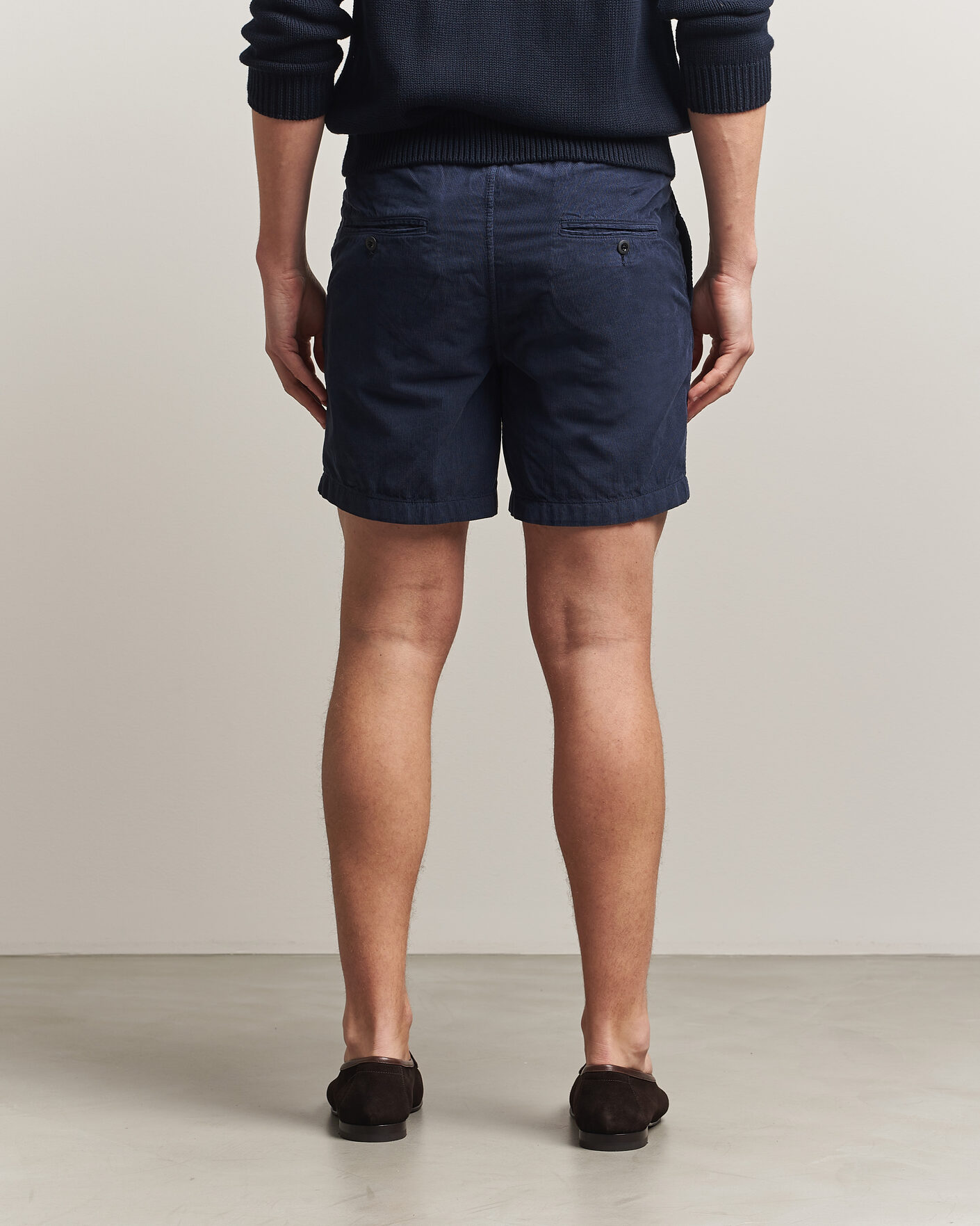 Herre | Shorts | Incotex | Baby Corduroy Drawstring Shorts Navy