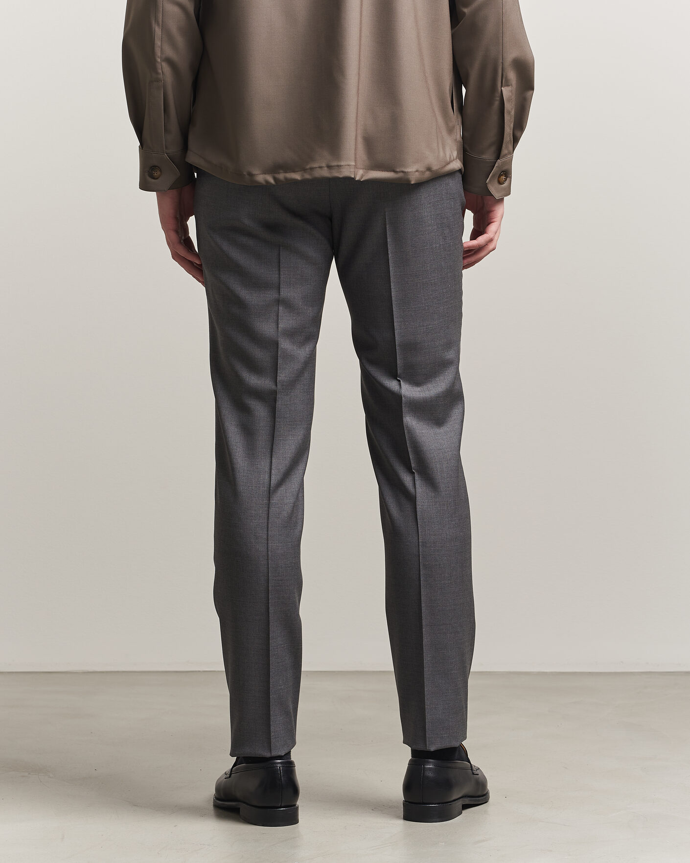 Herre | Bukser | Incotex | Regular Fit Super 100s Wool Pants Grey Melange