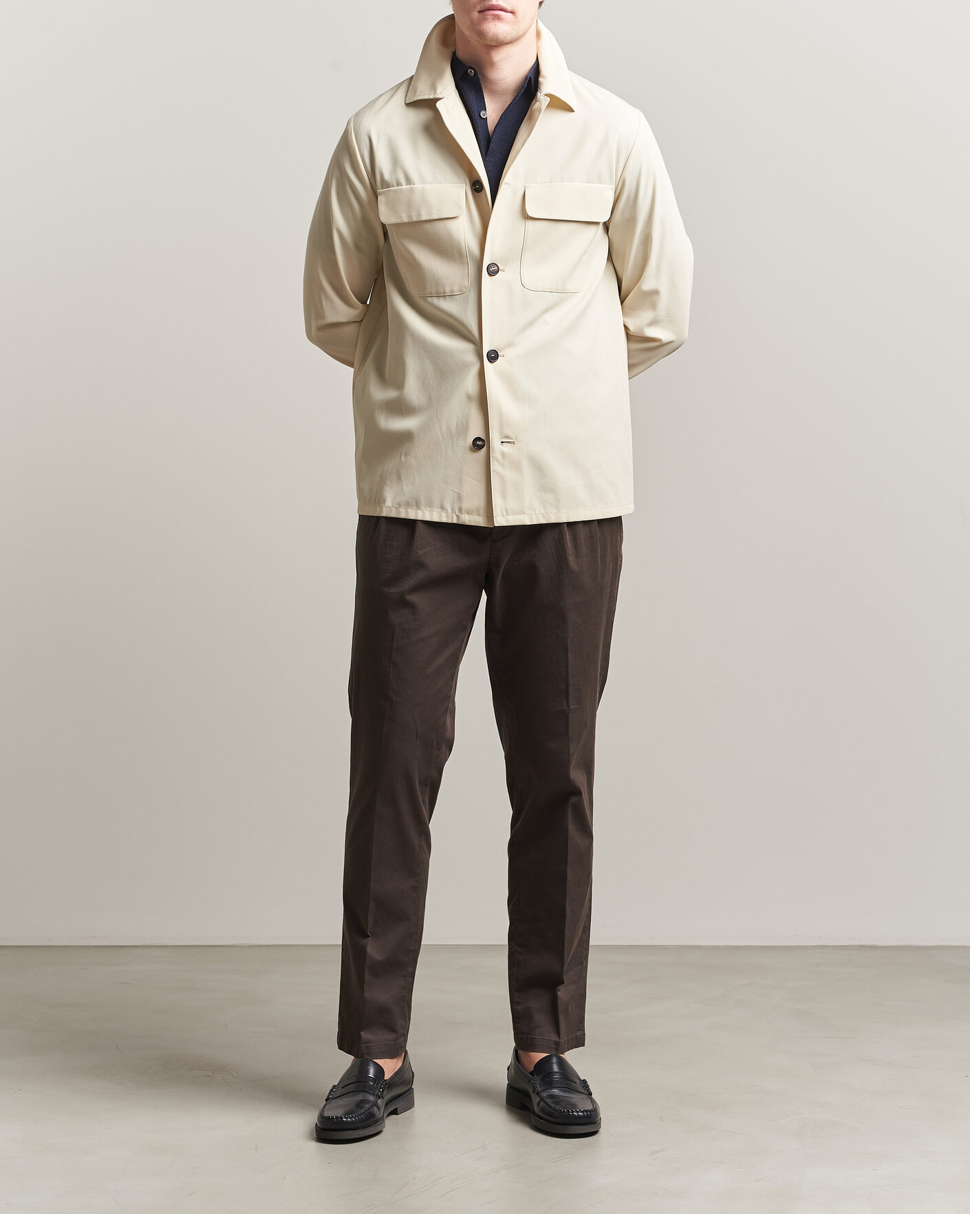 Herre | Skjorter | Incotex | Ice Cotton Twill Overshirt Natural