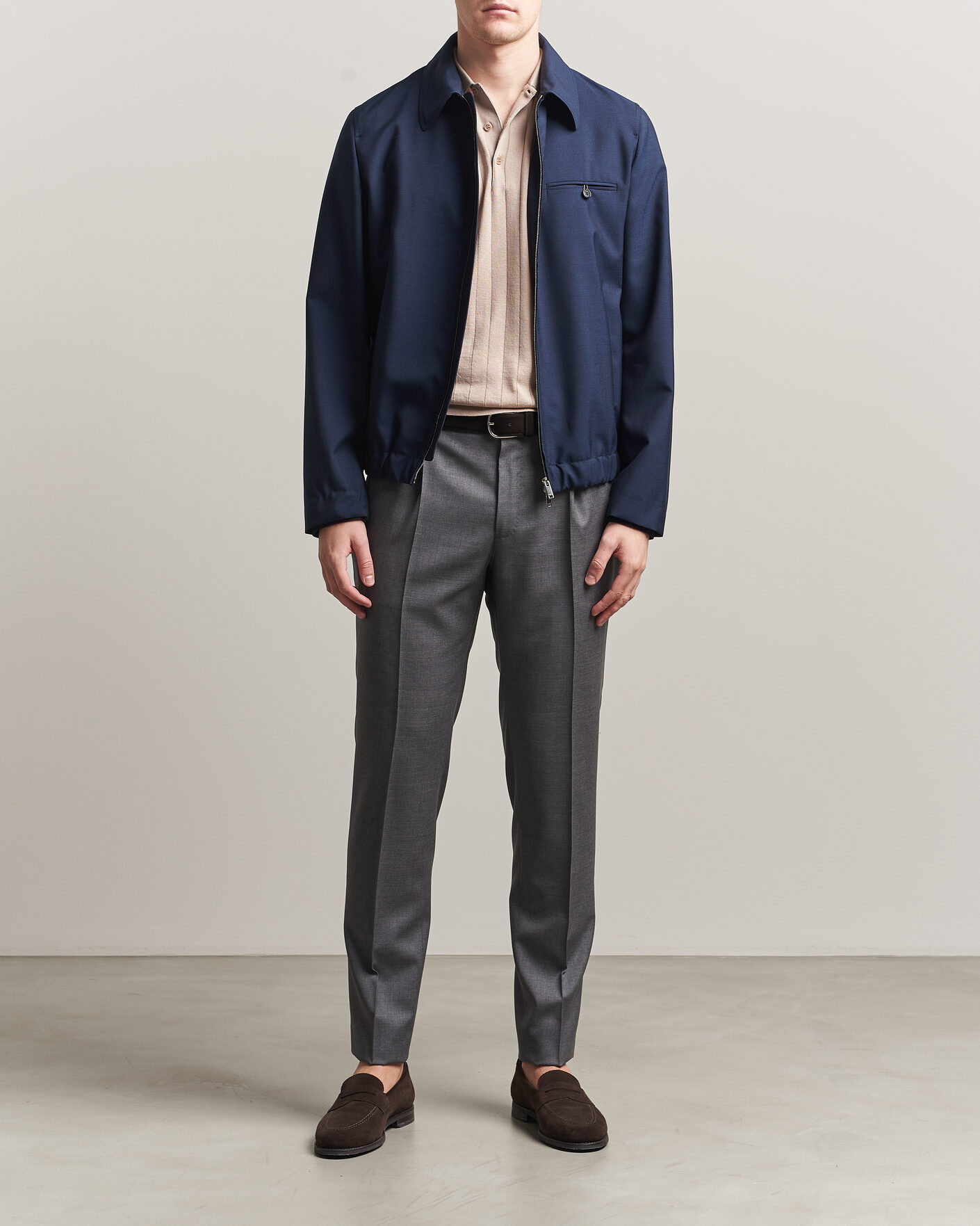 Herre | Jakker | Incotex | Primo Wool Shirt Jacket Navy